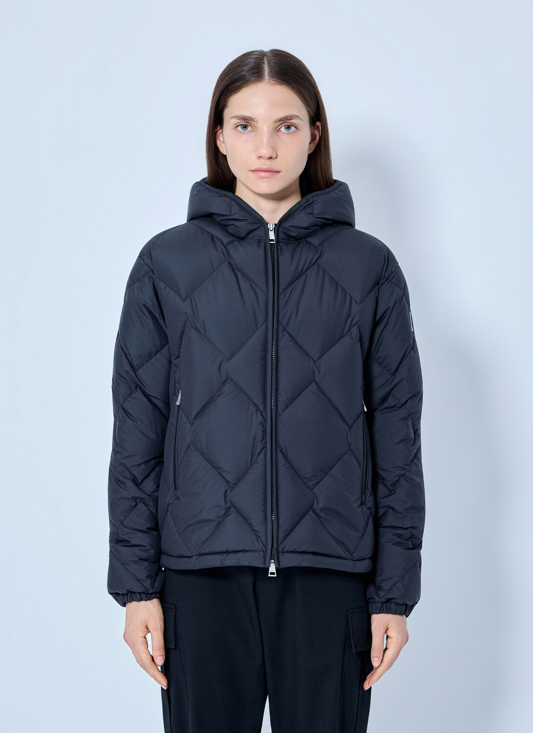 Moncler Arvouin Hooded Diamond-quilted Short Down Jacket - Woman Jackets Black 00