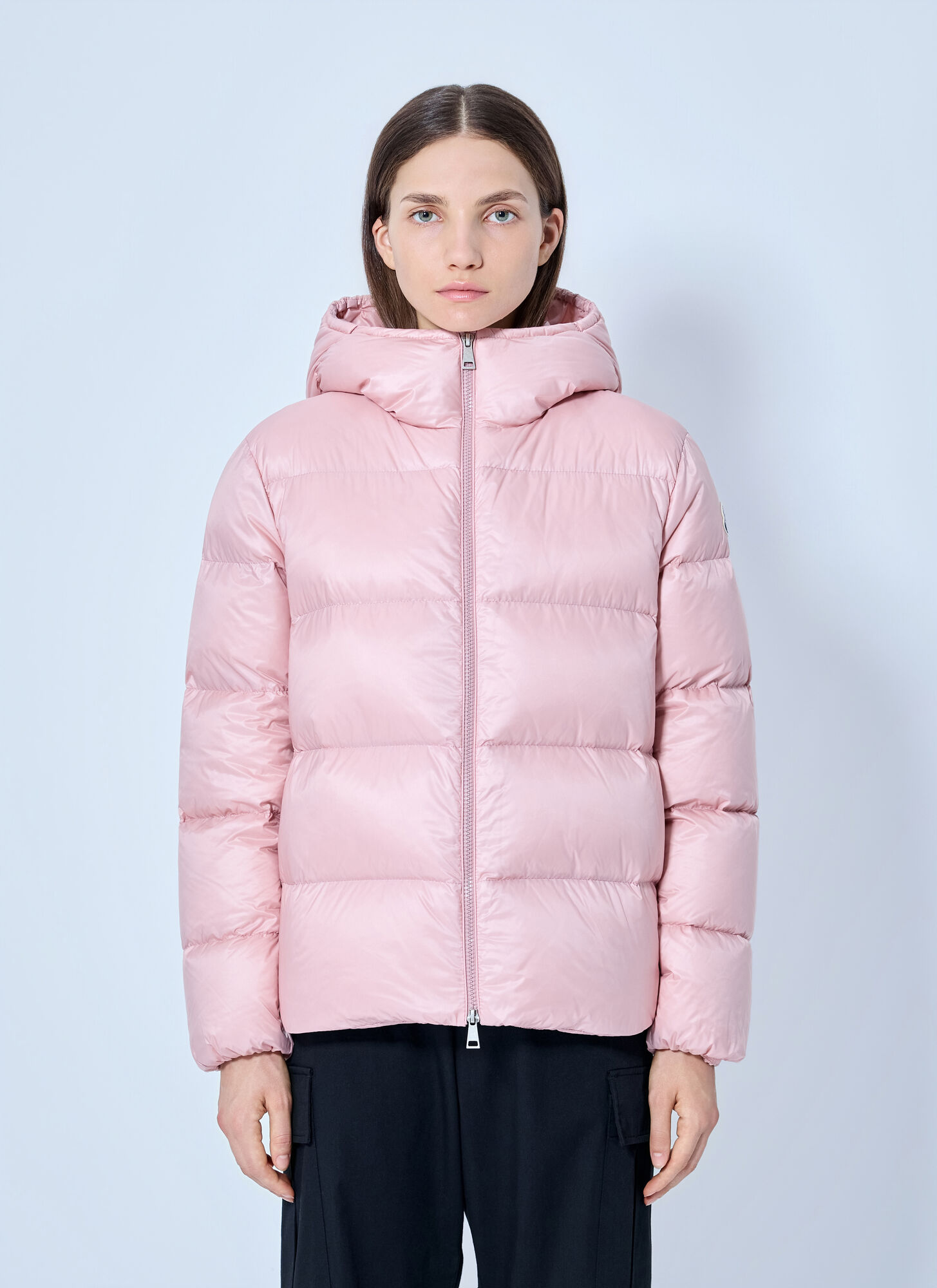Moncler Women's Pink Feligule Hooded Short Down Jacket - Woman Jackets 4