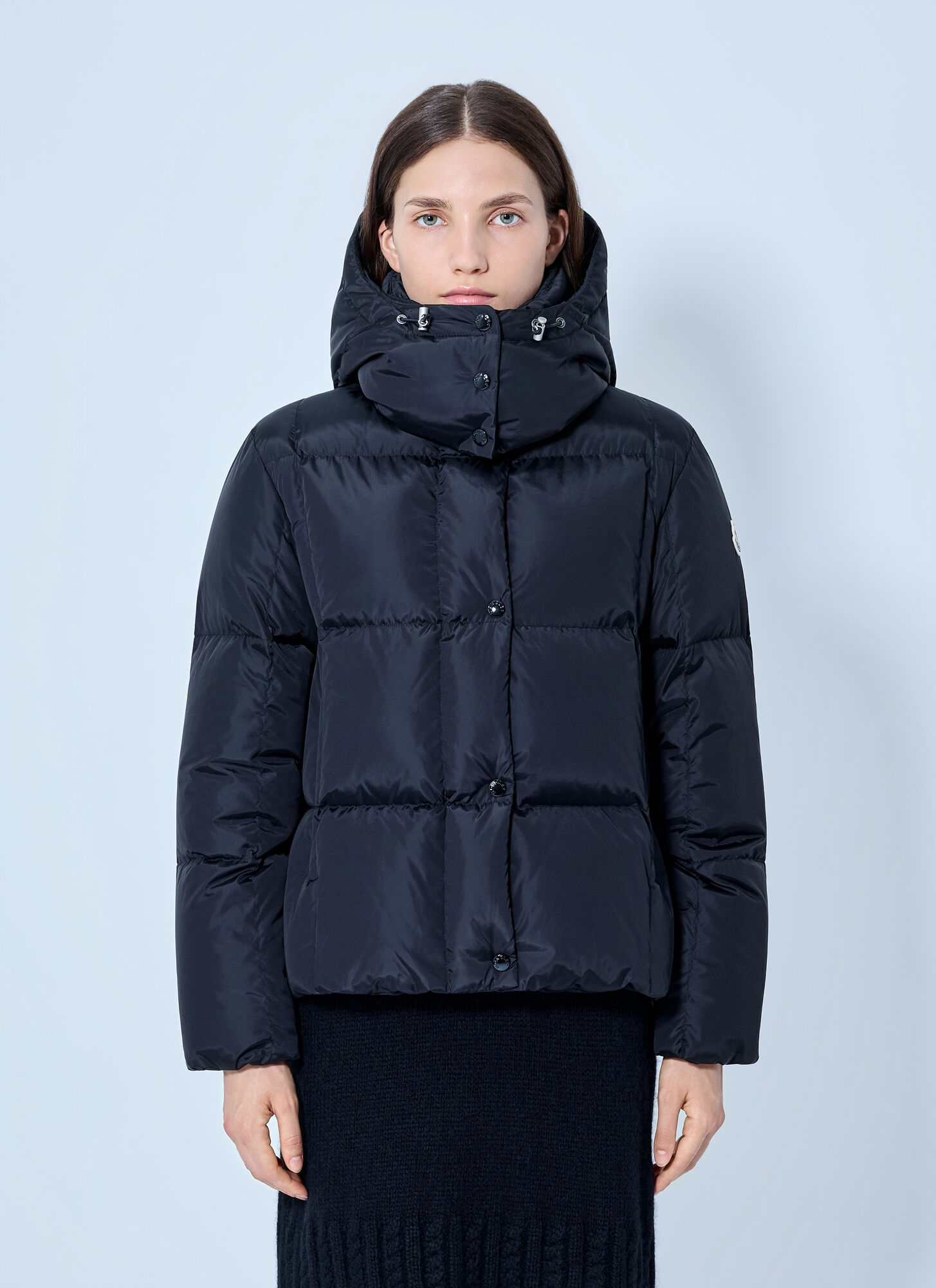 Moncler Castelnew Hooded Short Down Jacket for Women in Black, Size: 24 - Image 2