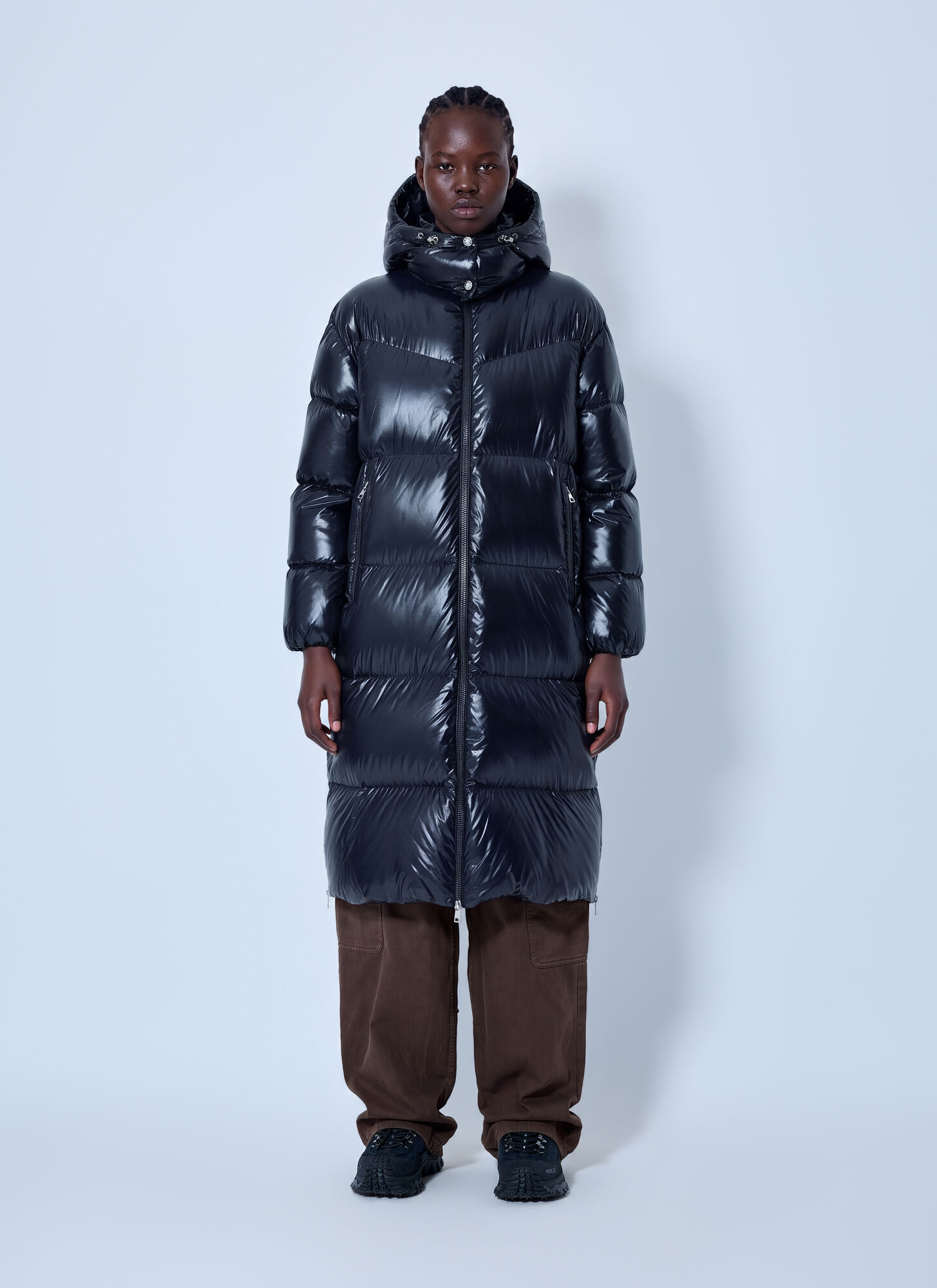 Moncler Donna Navy - Harfang Hooded Long Down Coat, Size: 4