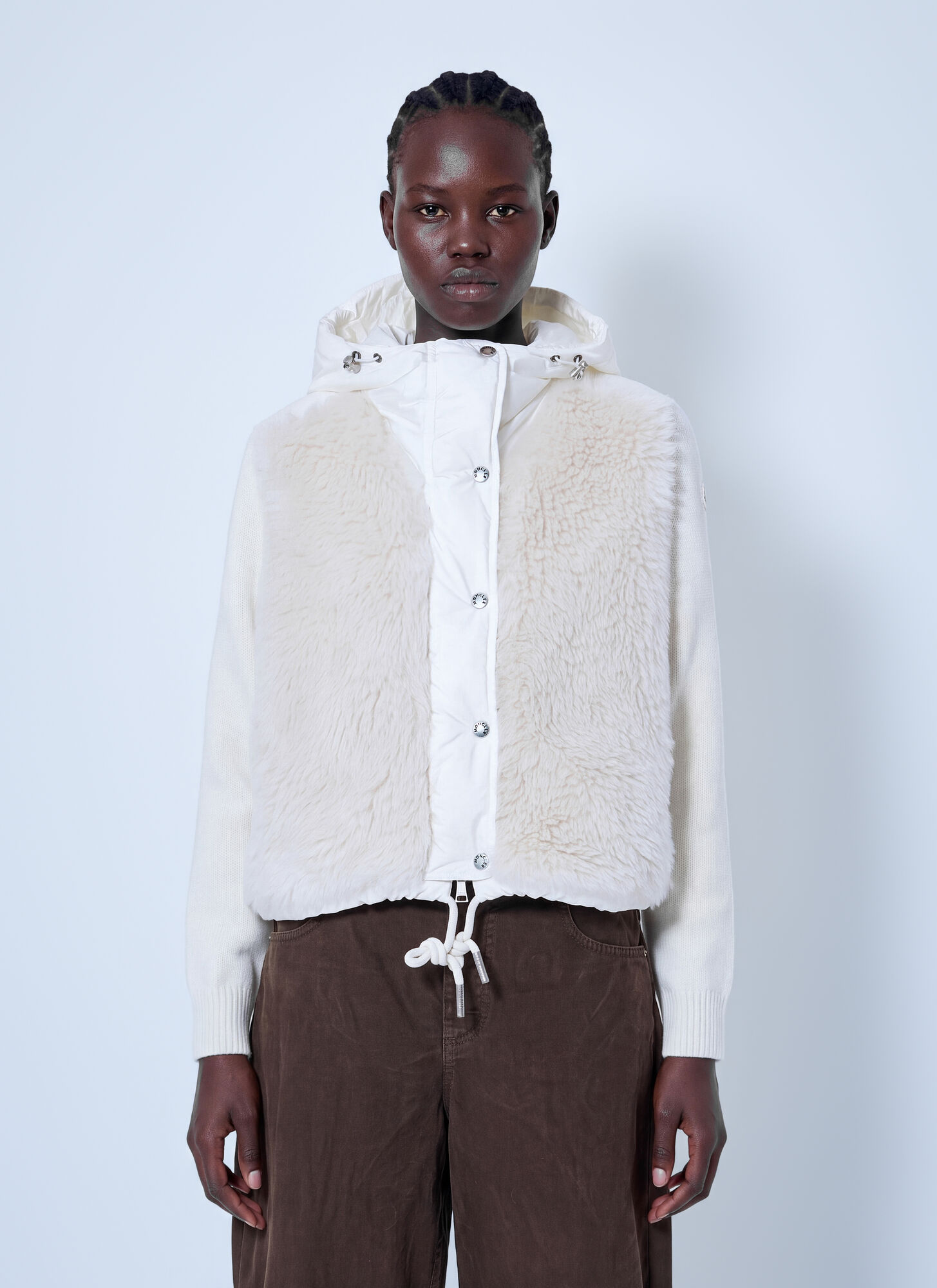 Moncler Wool & Cashmere Blend Padded Zip-Up Cardigan for Women in White, Size: S - Image 2