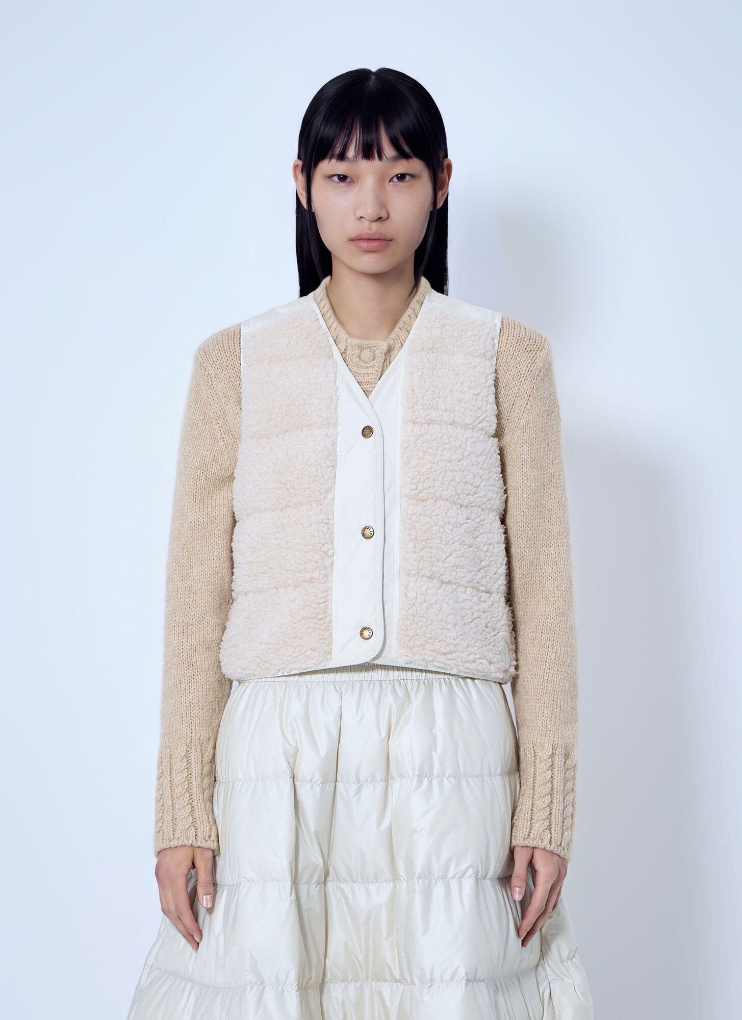 Moncler Fluffy Teddy Padded Gilet for Women in White, Size: 40 - Image 2