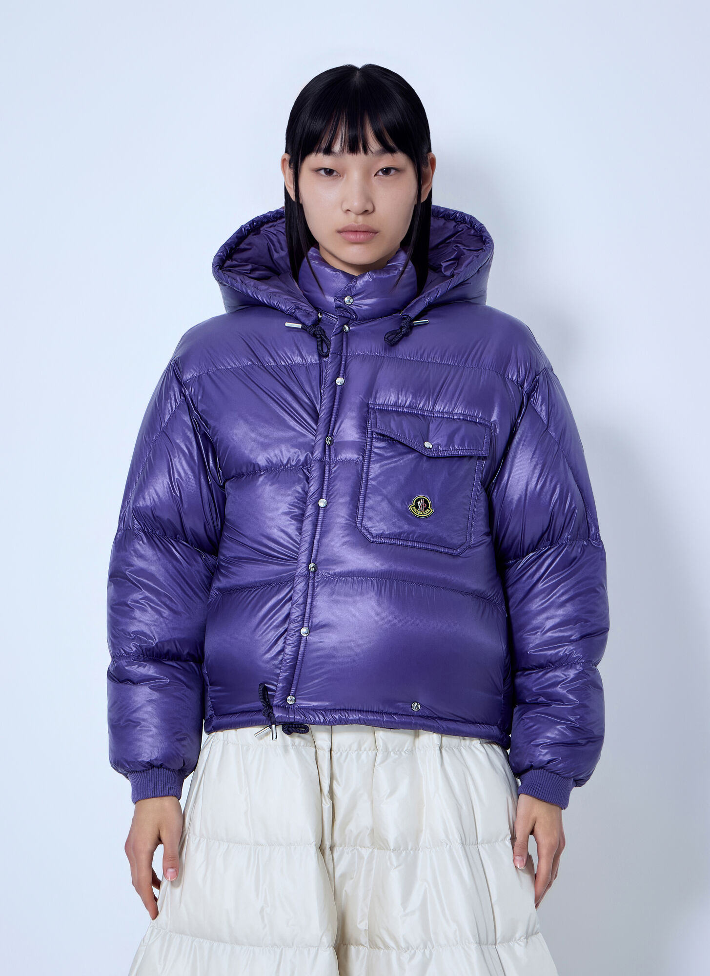 Moncler Donna Viola - Karakorum Hooded Short Down Jacket, Size: 2 - Immagine 1