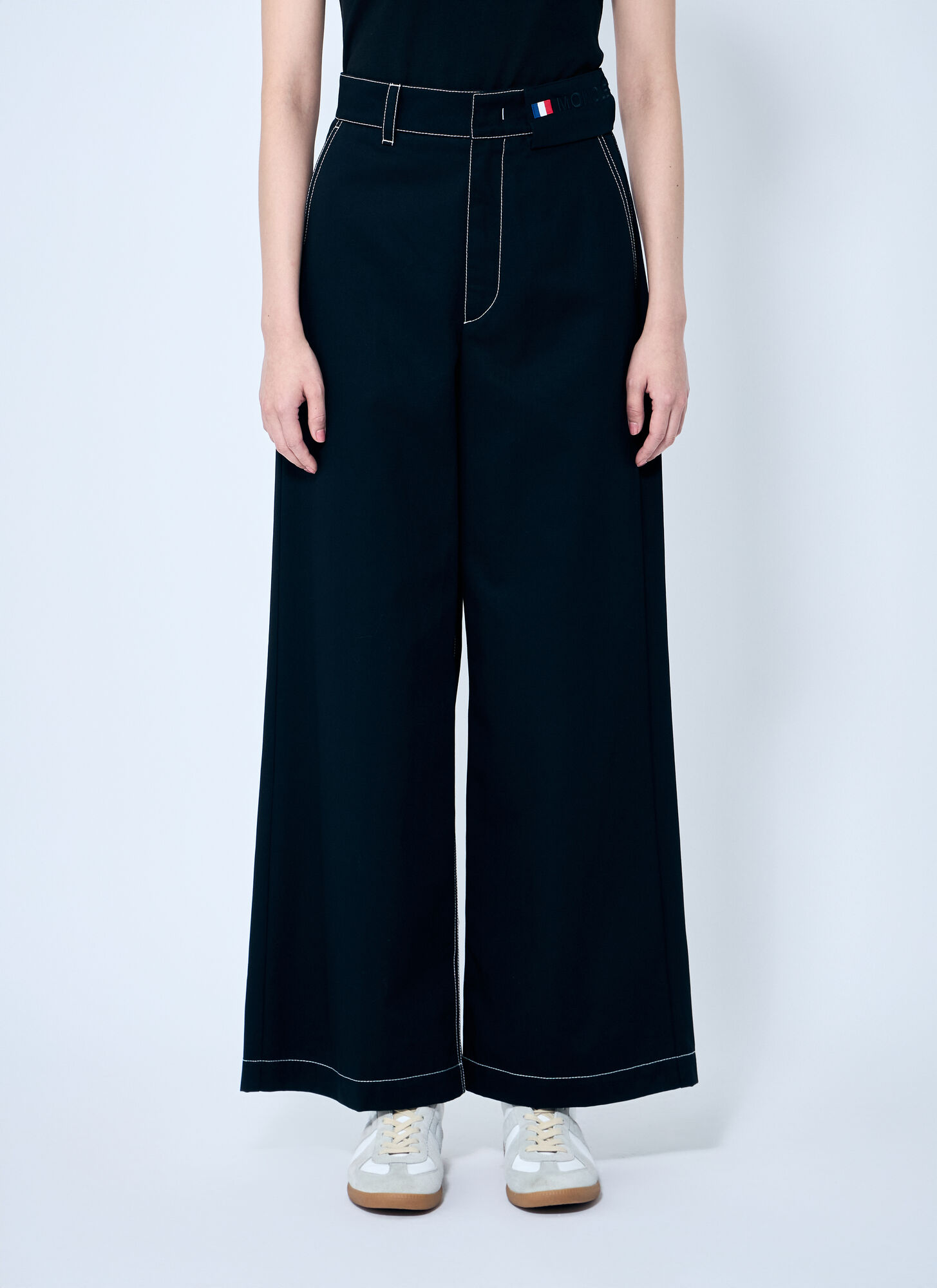 8 Moncler Palm Angels Women's Black Wide-Leg Pants - Woman Pants It - 42