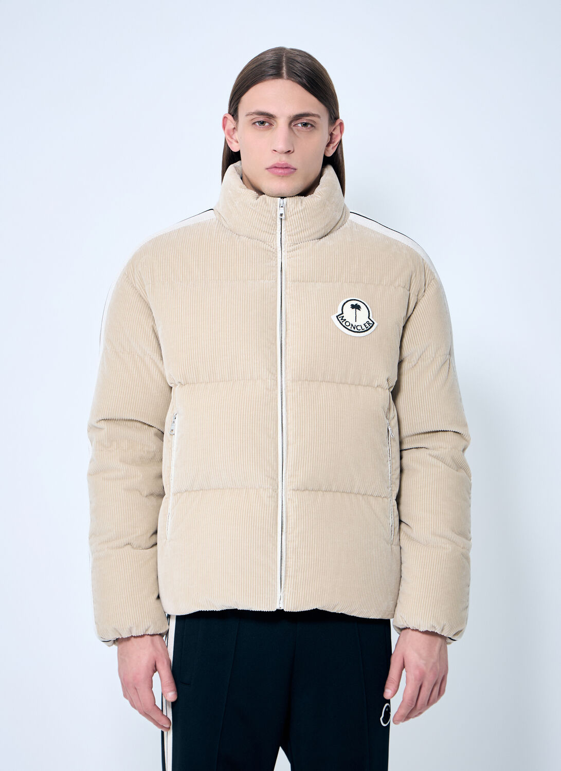 Moncler Genius Moncler X Palm Angels Abrolhos Corduroy Short Down Jacket In Beige