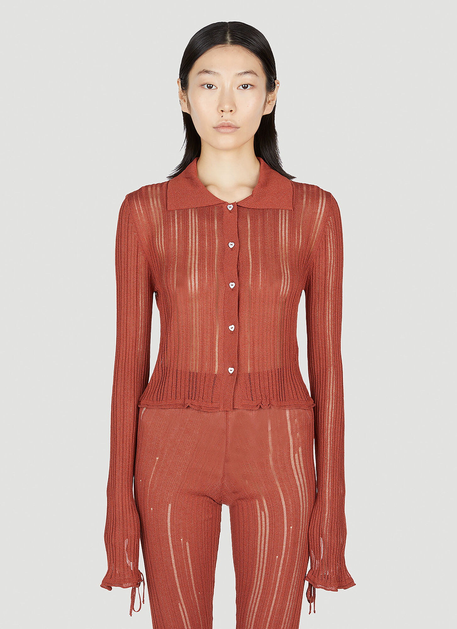 Marco Rambaldi Ribbed Knit Shirt - Woman Knitwear Brown S - Immagine 1