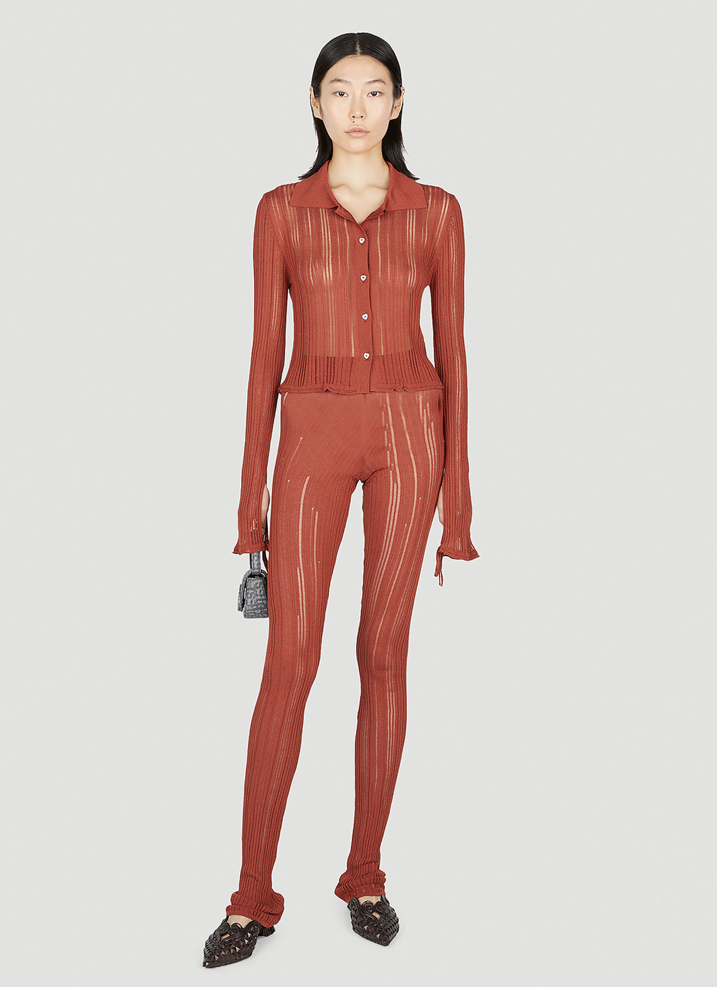  Marco Rambaldi Marco Rambaldi Ribbed Knit Shirt - Frau Strick Brown S 