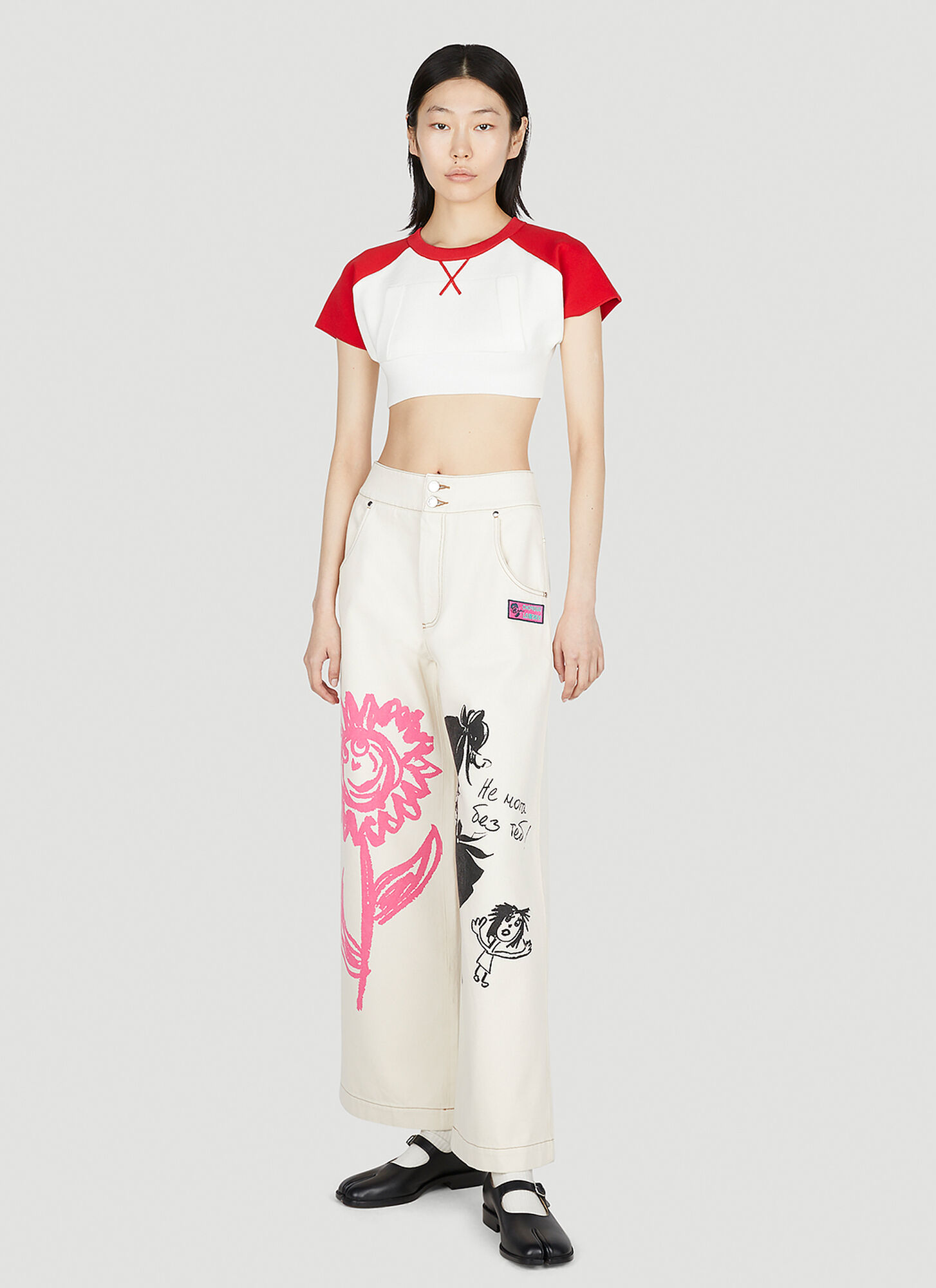  Meryll Rogge Meryll Rogge Cropped Baseball Top - Frau Tops White L 
