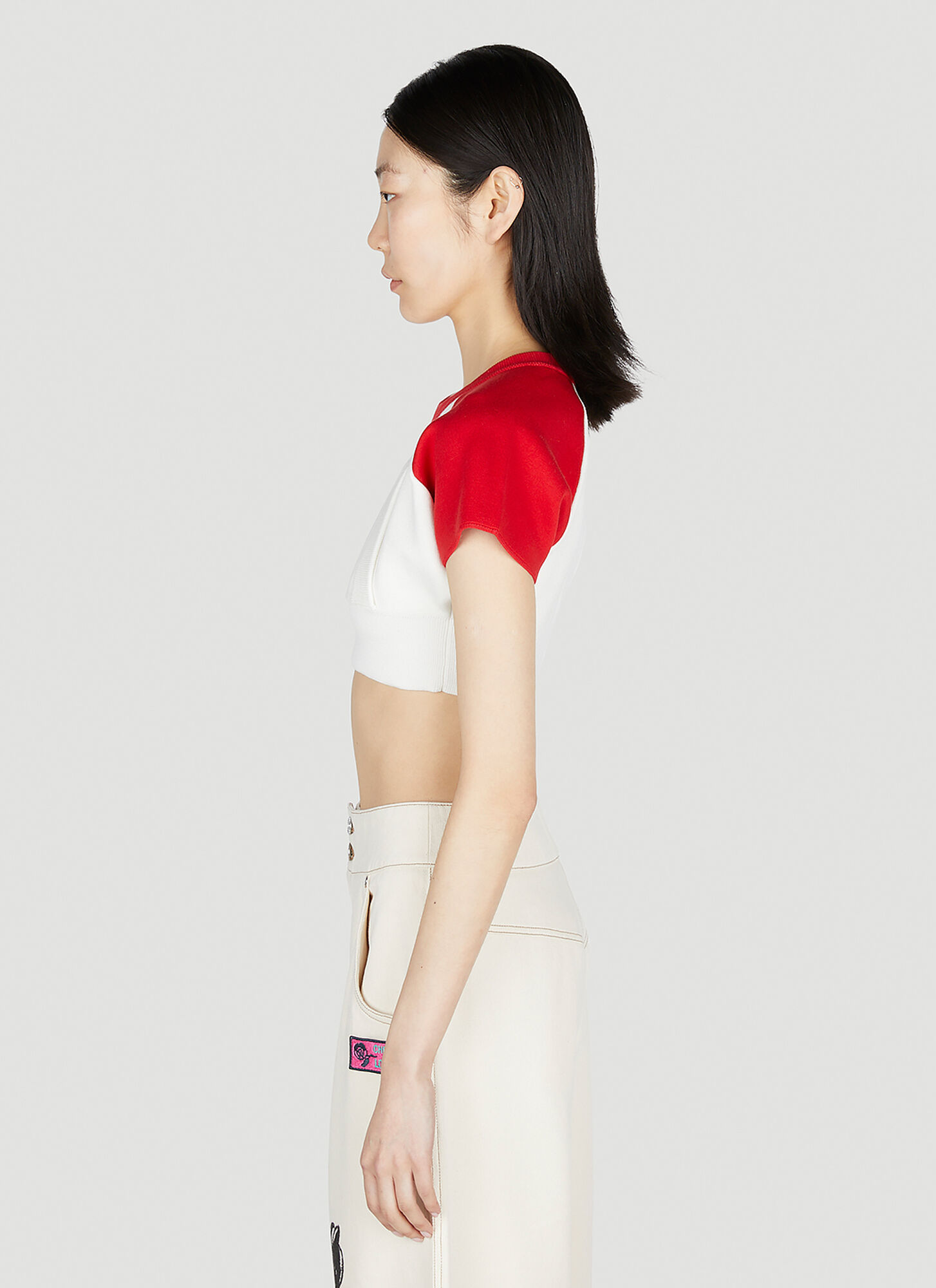 Meryll Rogge Meryll Rogge Cropped Baseball Top - Frau Tops White L 