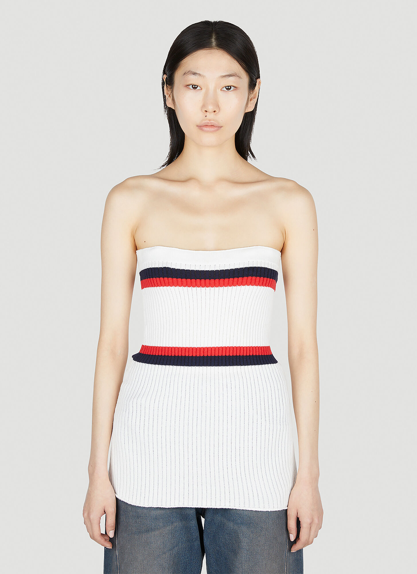 Meryll Rogge Women's White Ribbed Bustier Top - Woman Tops M