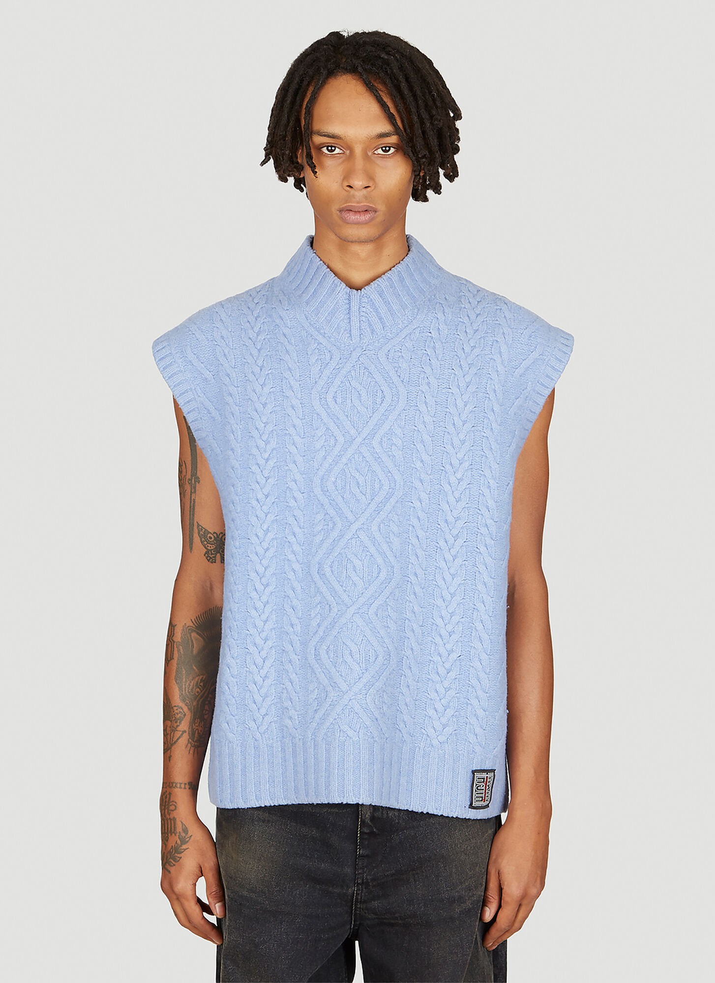 Shop Martine Rose Boiled Cable Vest In Blue