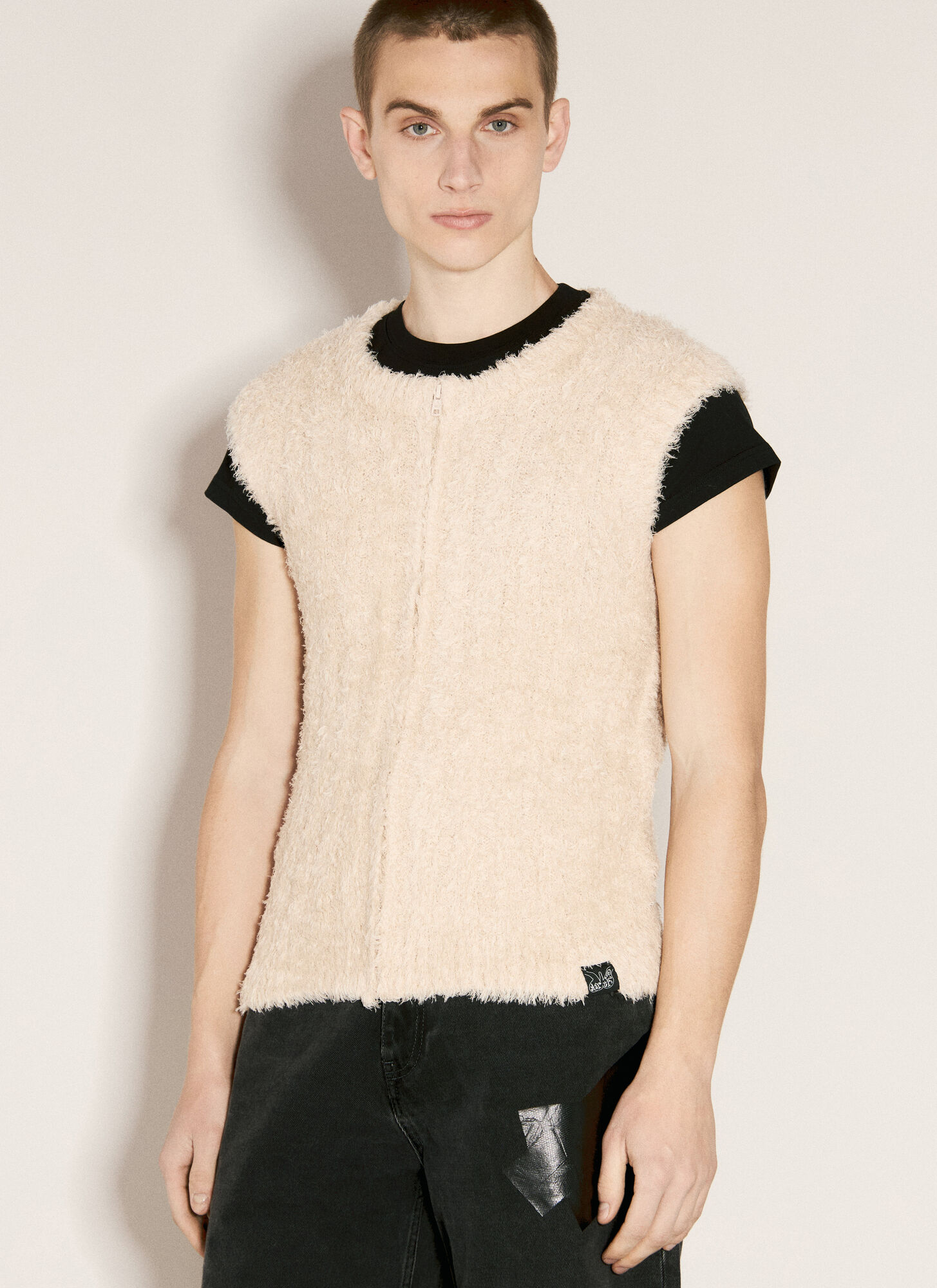 Martine Rose Beige Ratty Zip-Up Gilet - Man Tops Xl