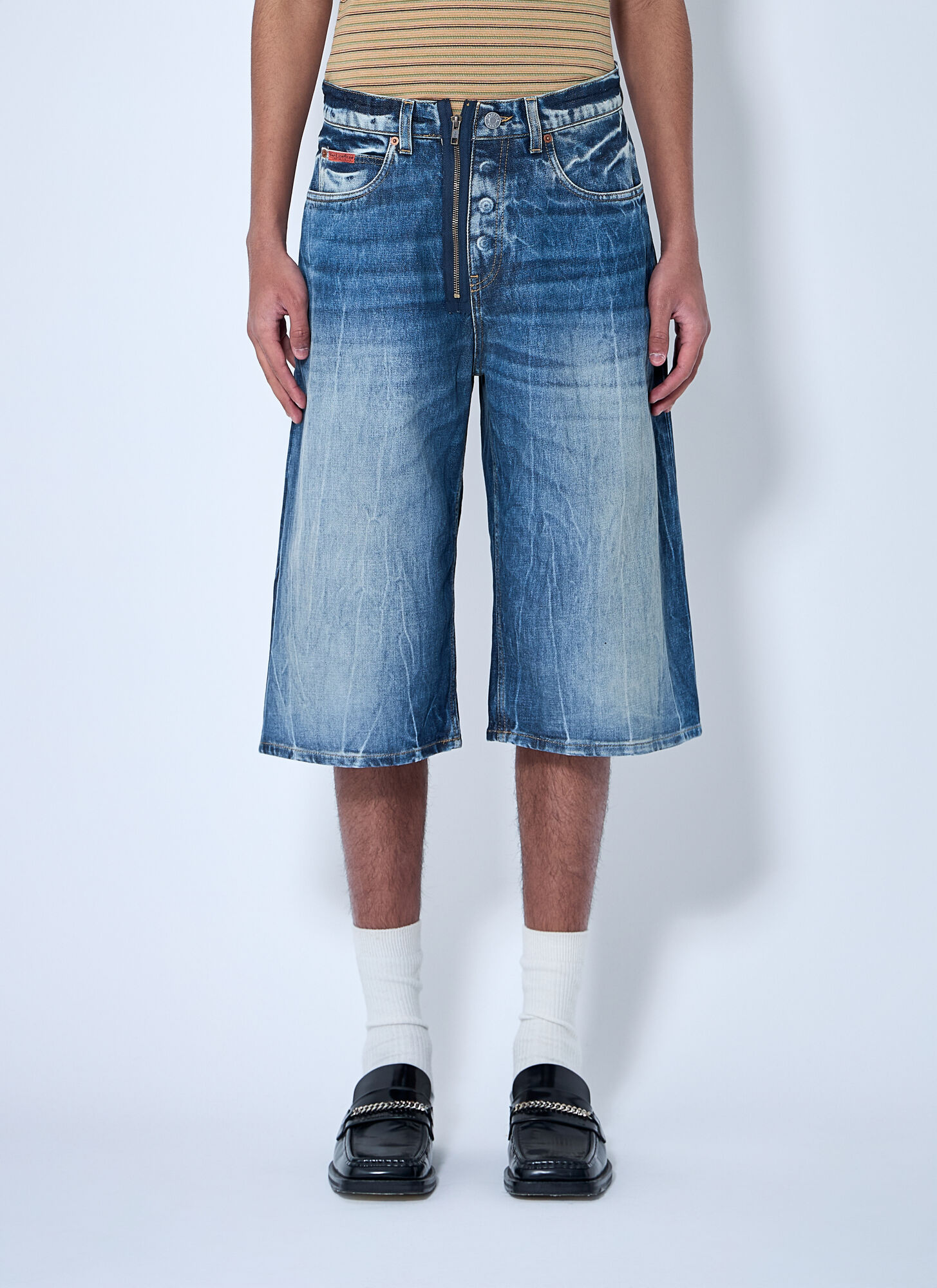 Martine Rose Zip-Up Jean Shorts - Man Shorts Blue Xl