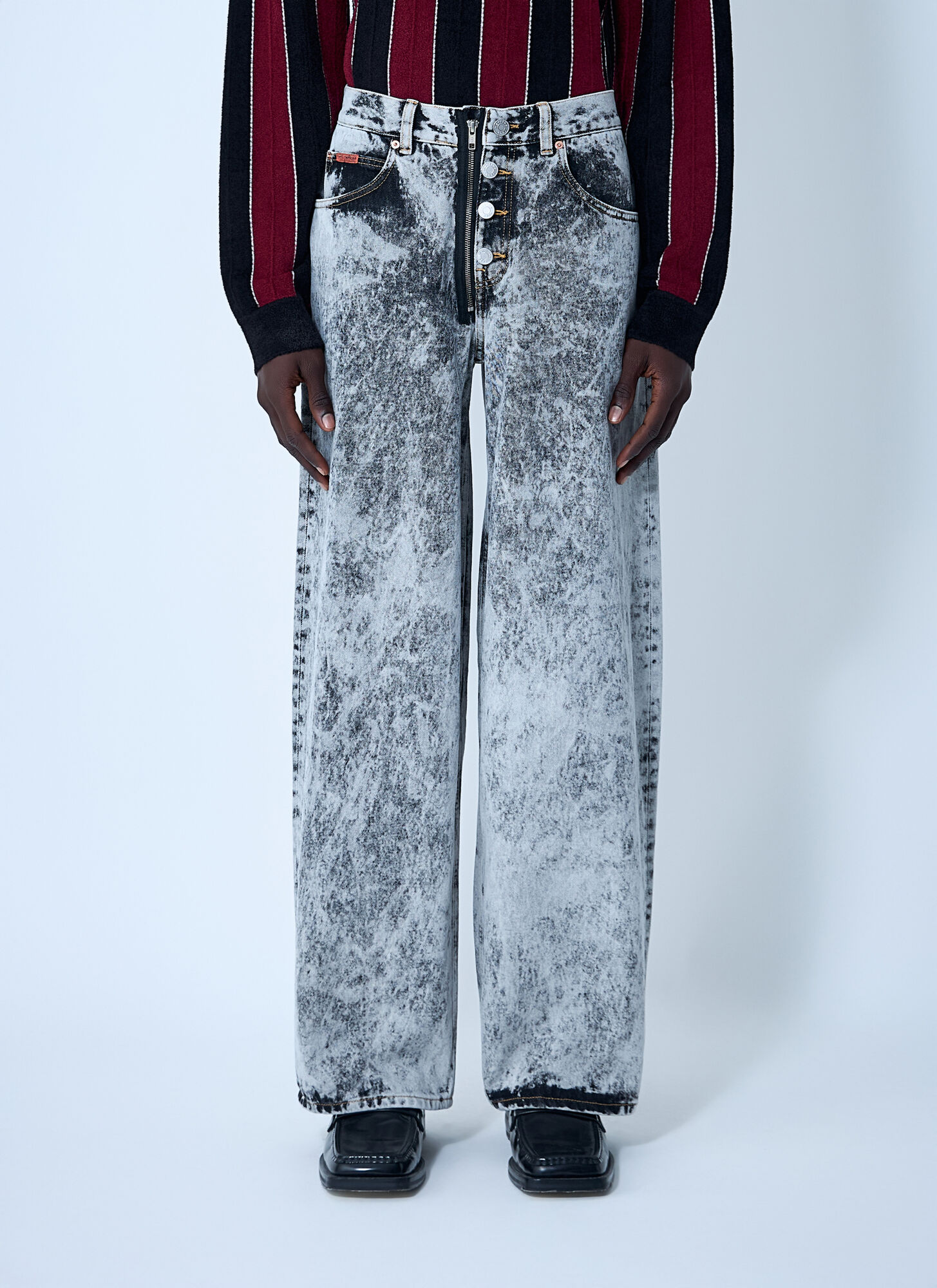 Martine Rose Men's Grey Coated Denim Jeans - Homme Denim S