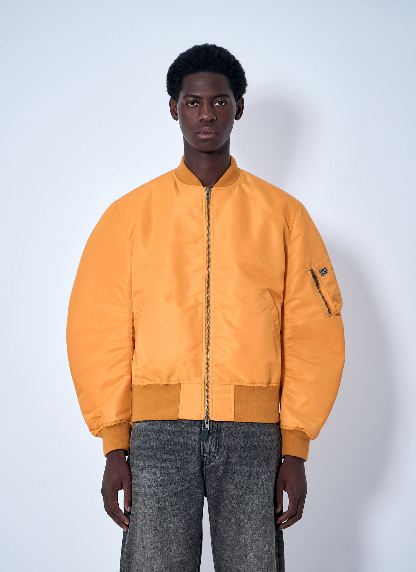 Martine Rose Men's Orange Bomber Jacket With Ribbed Trims - Man Jackets S