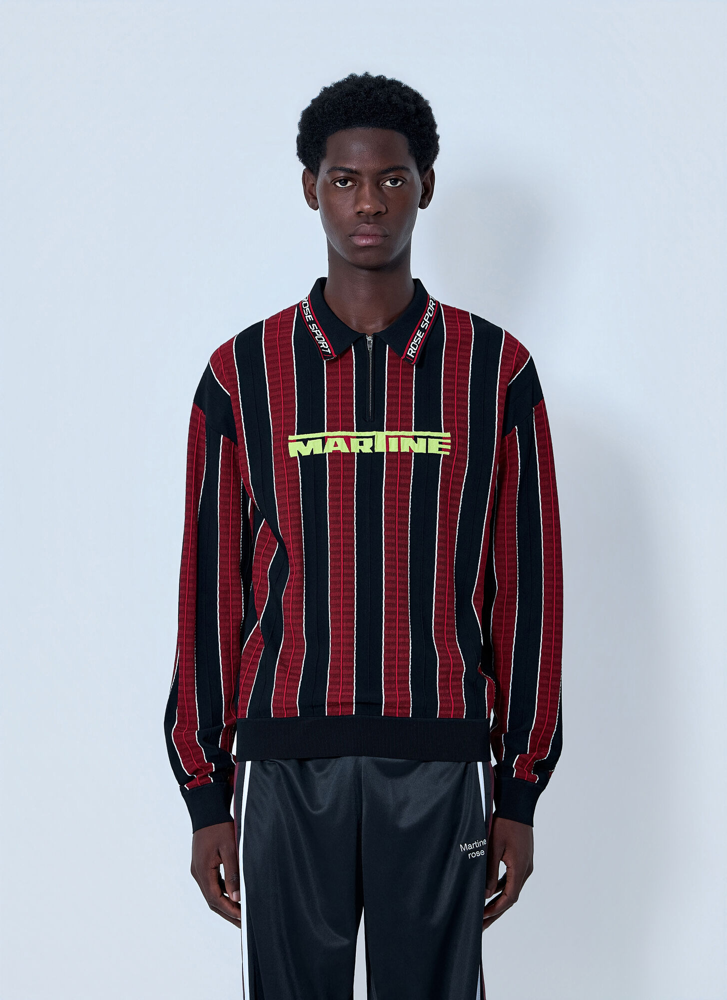 Martine Rose Men's Red Striped Polo Sweatshirt - Man Sweatshirts L