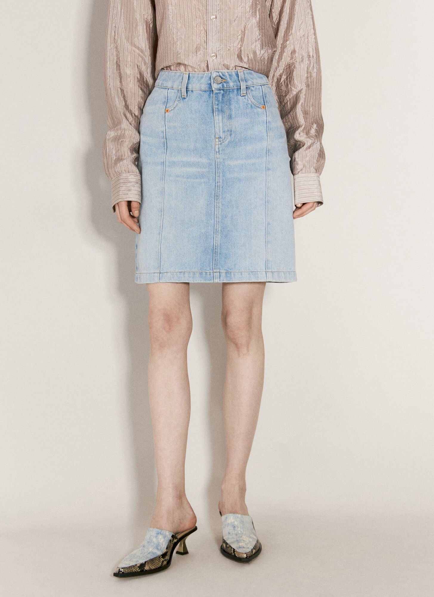 Shop Martine Rose Narrow Front Mini Skirt In Blue