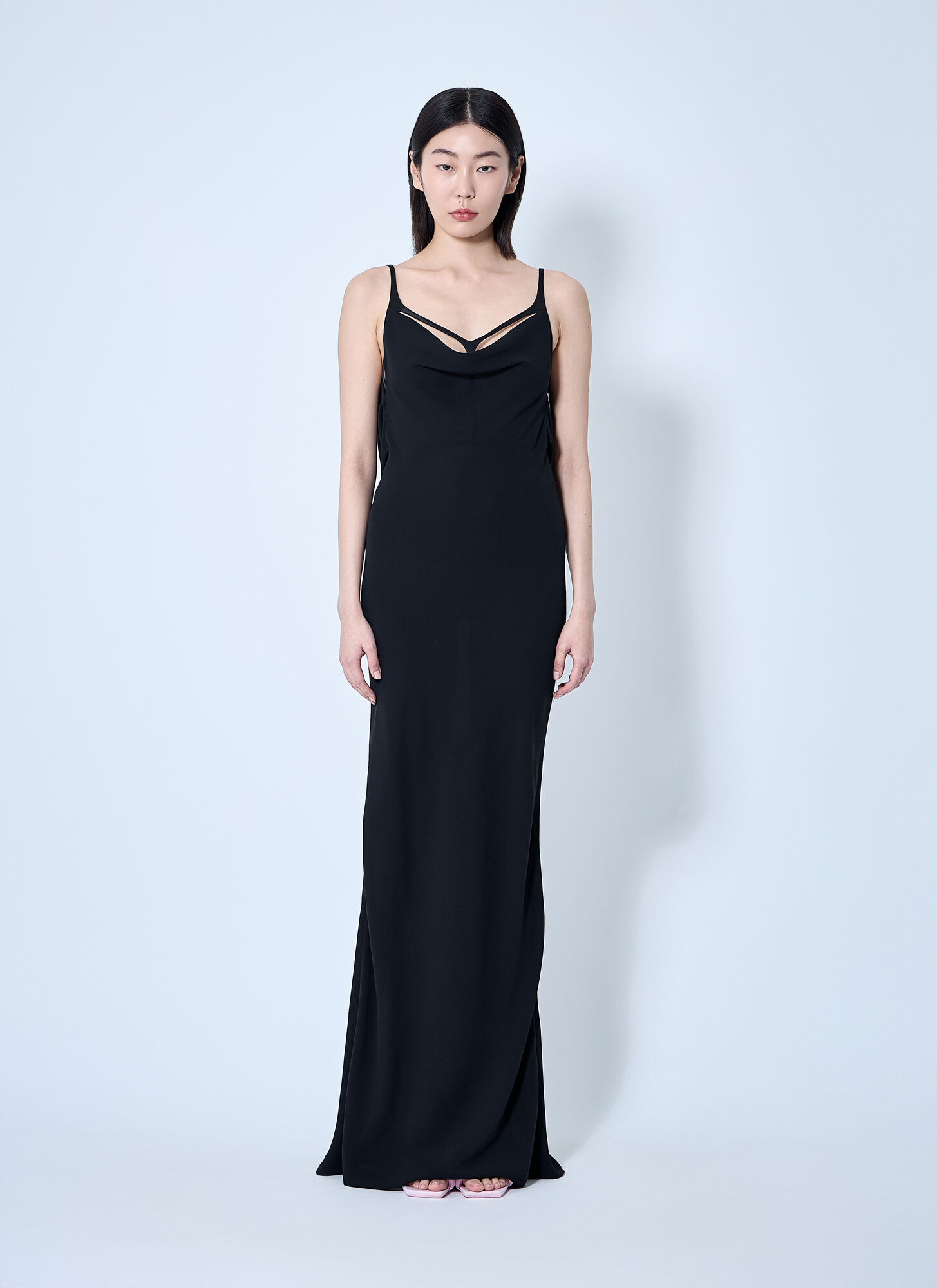 Mugler Women Crepe Maxi Dress In Black