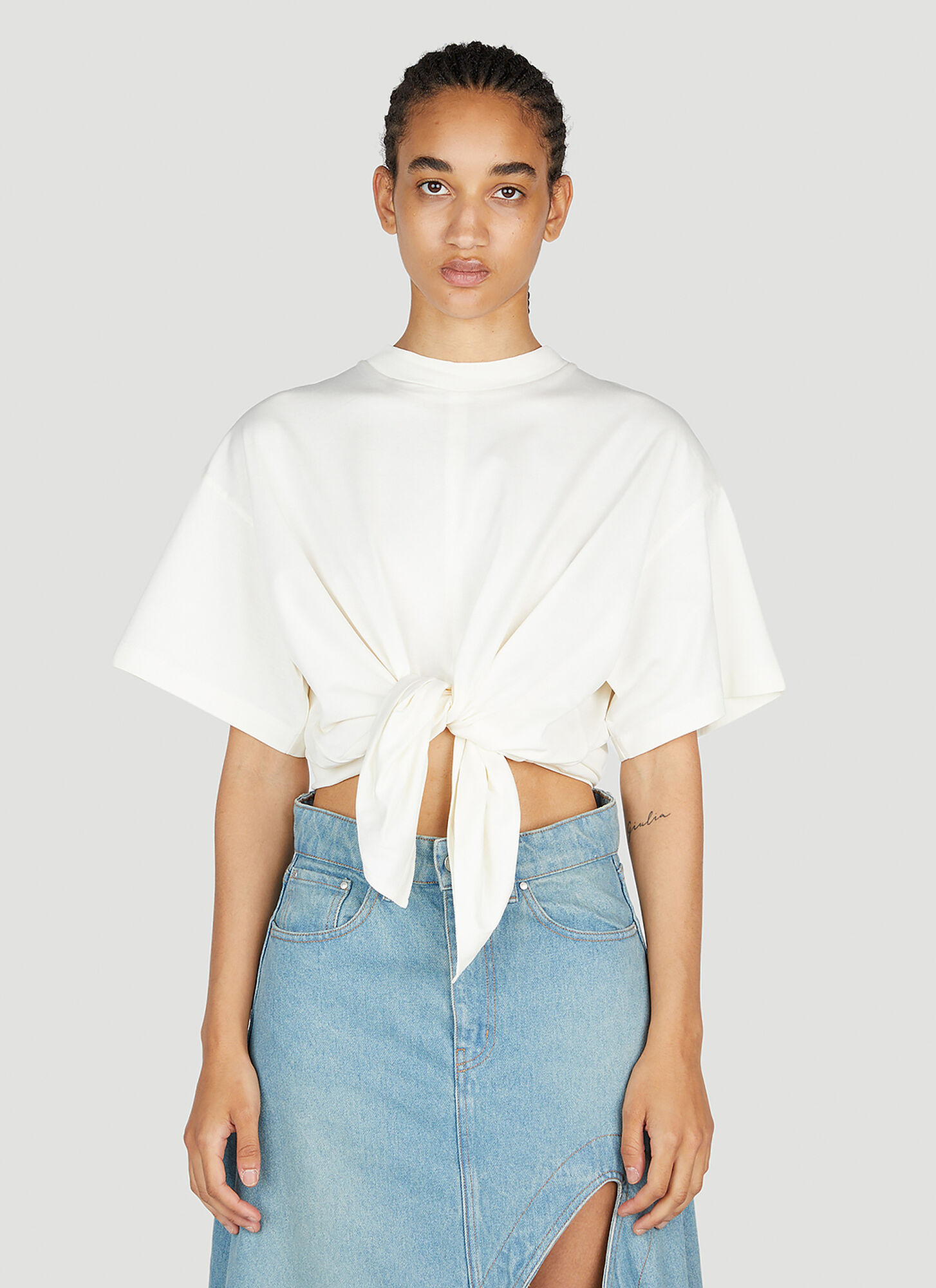 Marni X No Vacancy Tie Front T-shirt In White