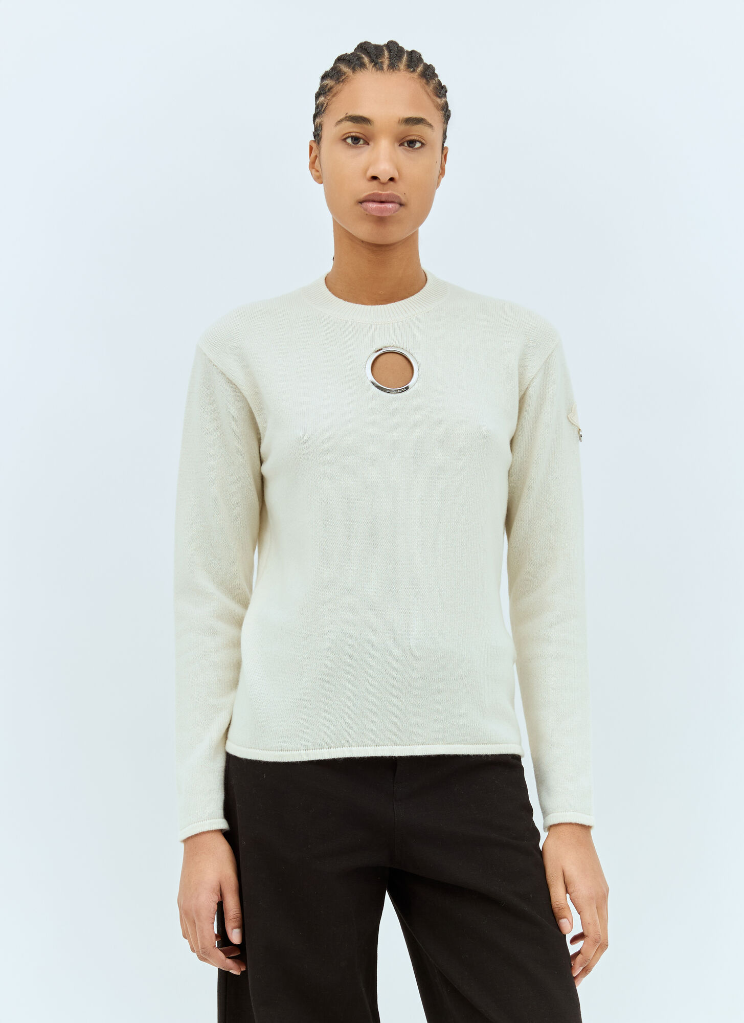 Moncler Round-Neck Knitwear - Female - Round-Neck Knitwear - Beige - S - Knitwear - Image 2