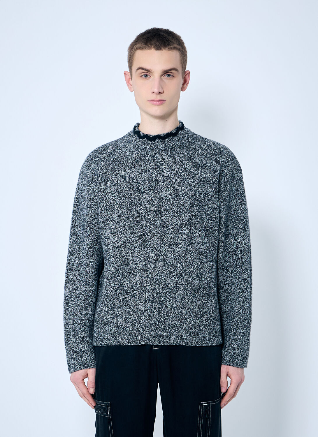 NMARYTHM TEXTILE Wool Mock Neck Sweater - Man Knitwear Grey 6