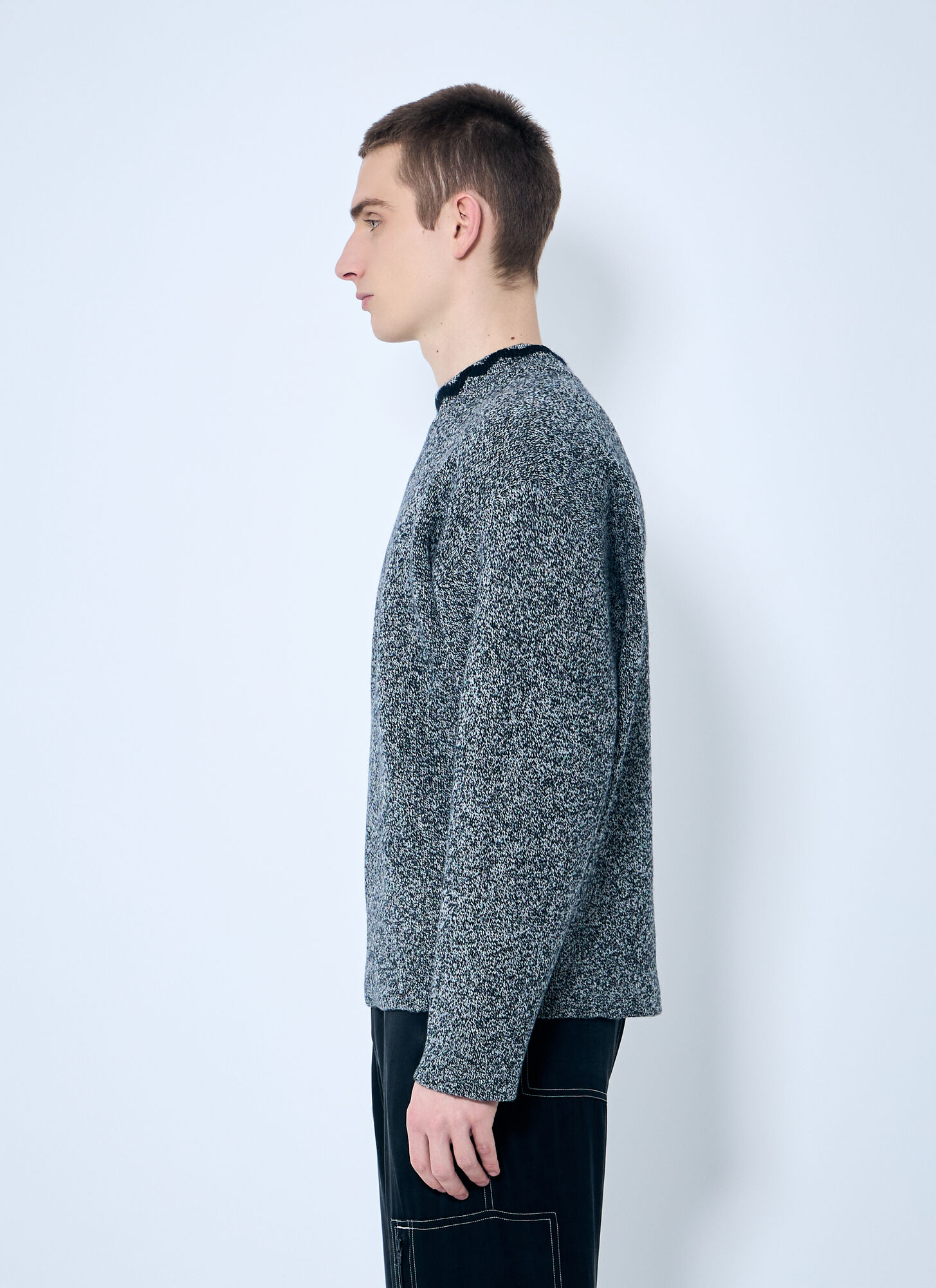 Nòmarythm Textile Nòmarythm Textile Wool Mock Neck Sweater - Mann Strick Grey 6 