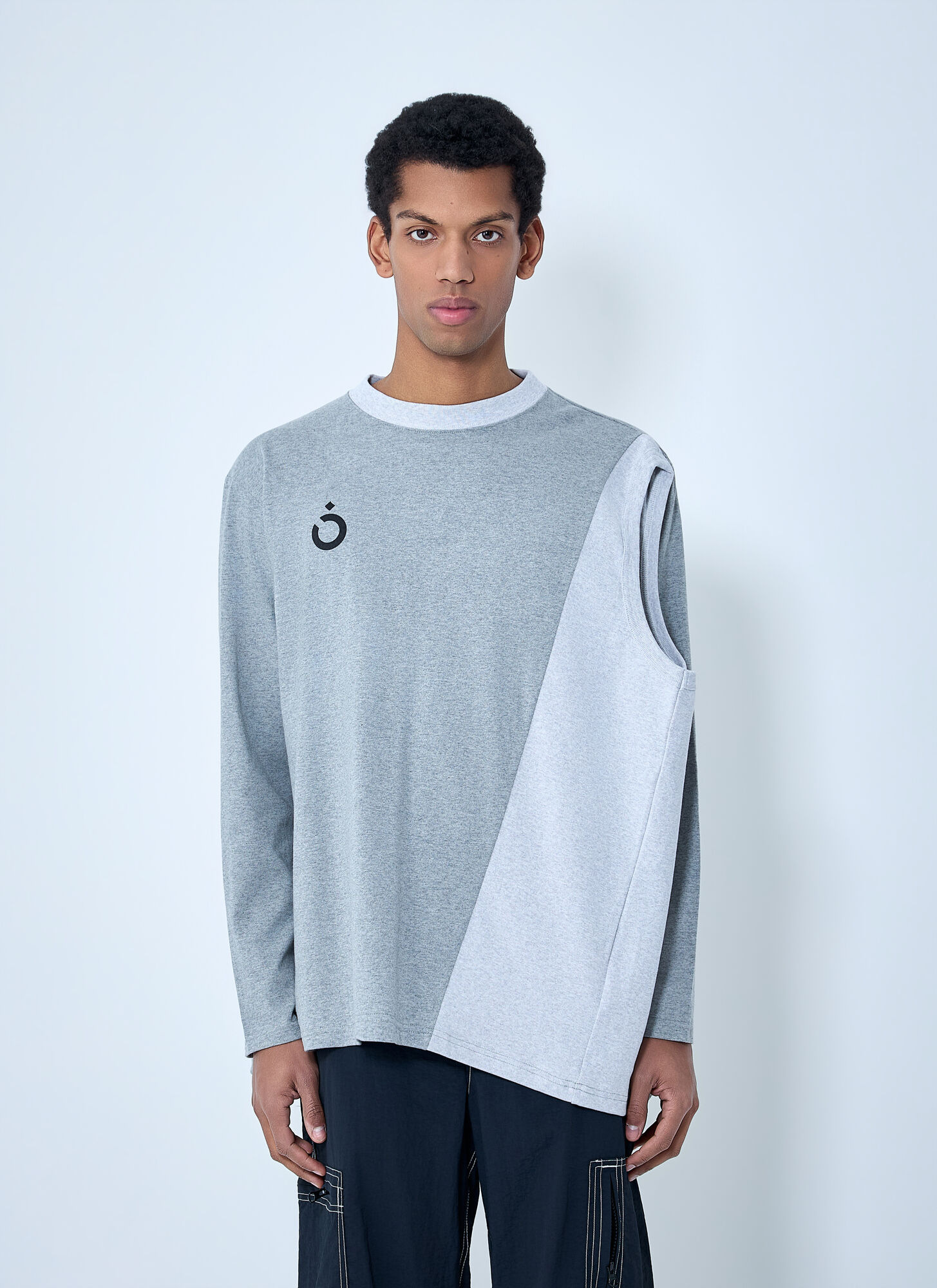 Noma Asymmetrical Long Sleeve Top - Man Tops Grey 6