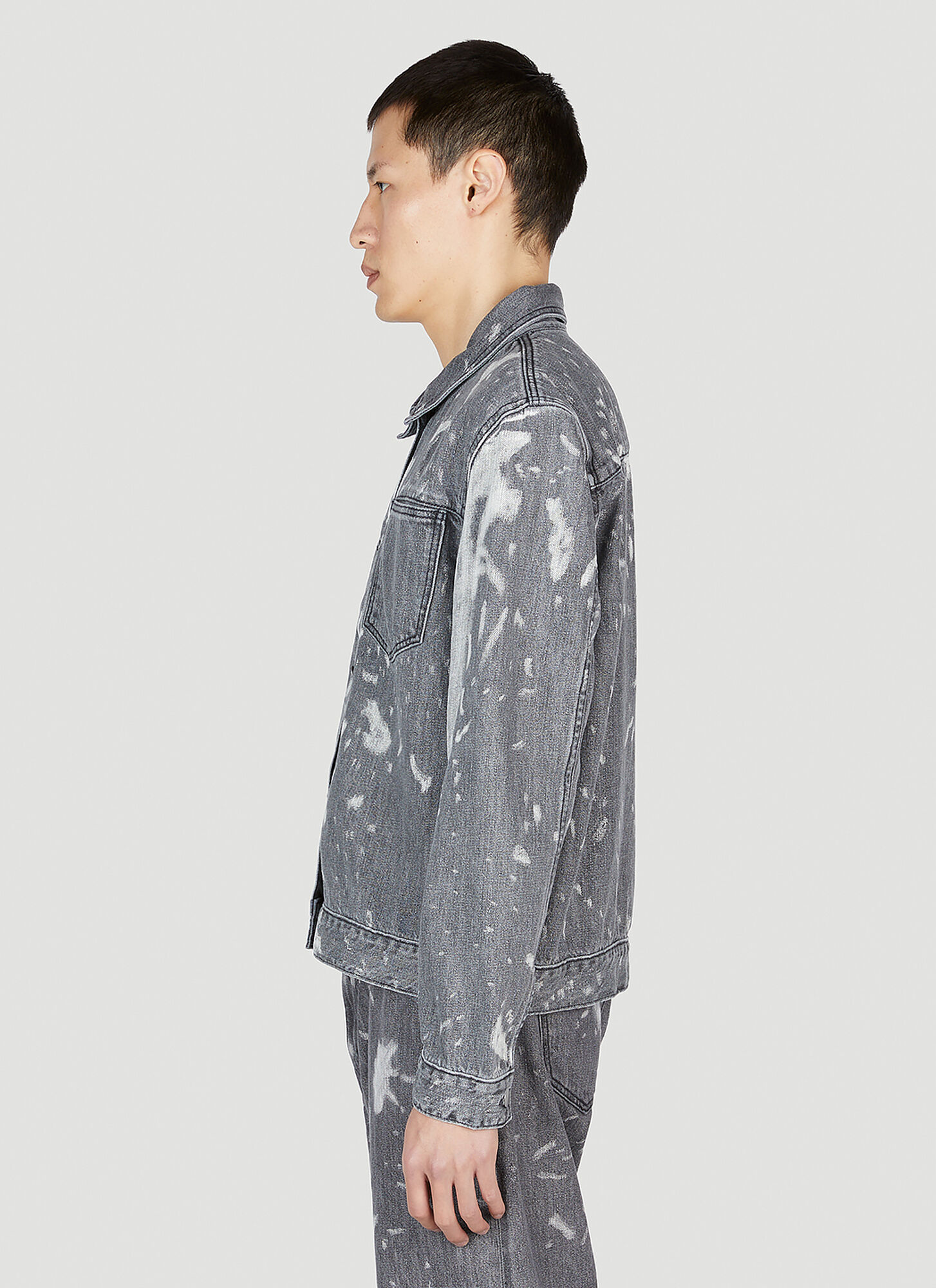  Ln-cc X Non Ln-cc X Non Pocket Bleached Denim Jacket - Mann Jacken Grey Xl 