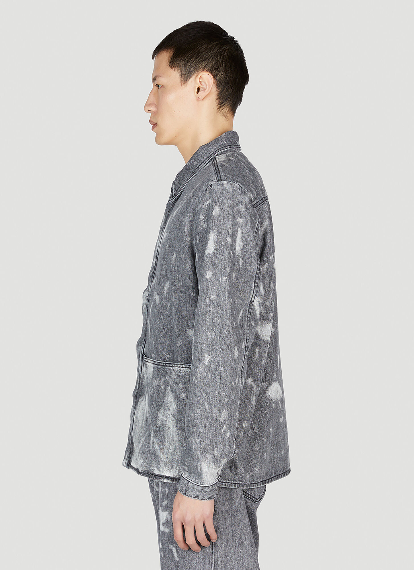  Ln-cc X Non Ln-cc X Non Work Bleached Denim Jacket - Mann Jacken Grey S 