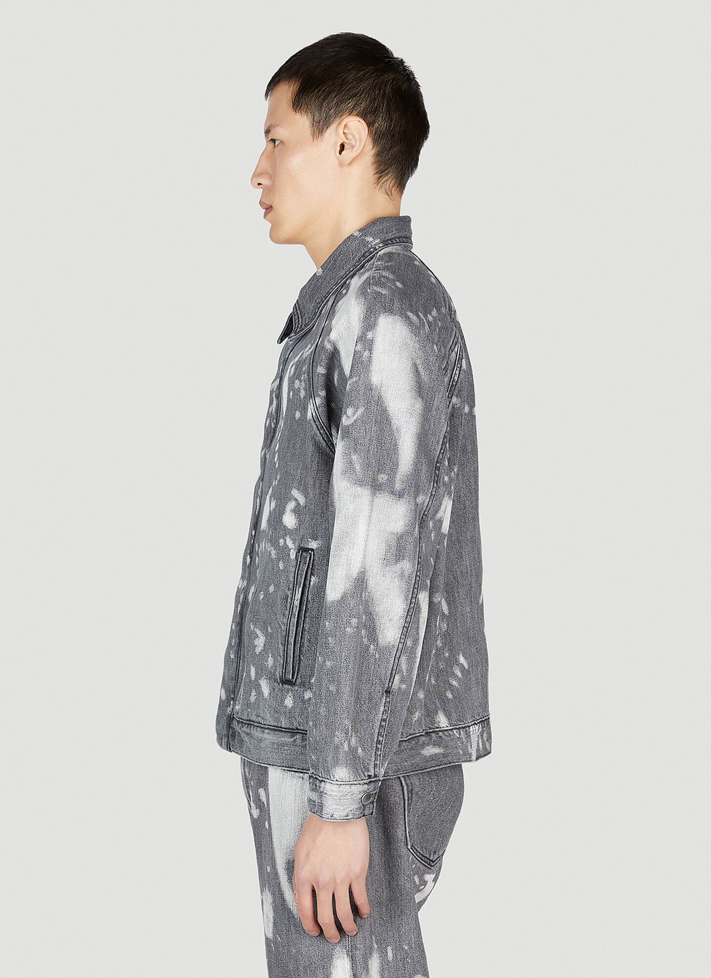  Ln-cc X Non Ln-cc X Non Raglan Bleached Denim Jacket - Mann Jacken Grey Xl 