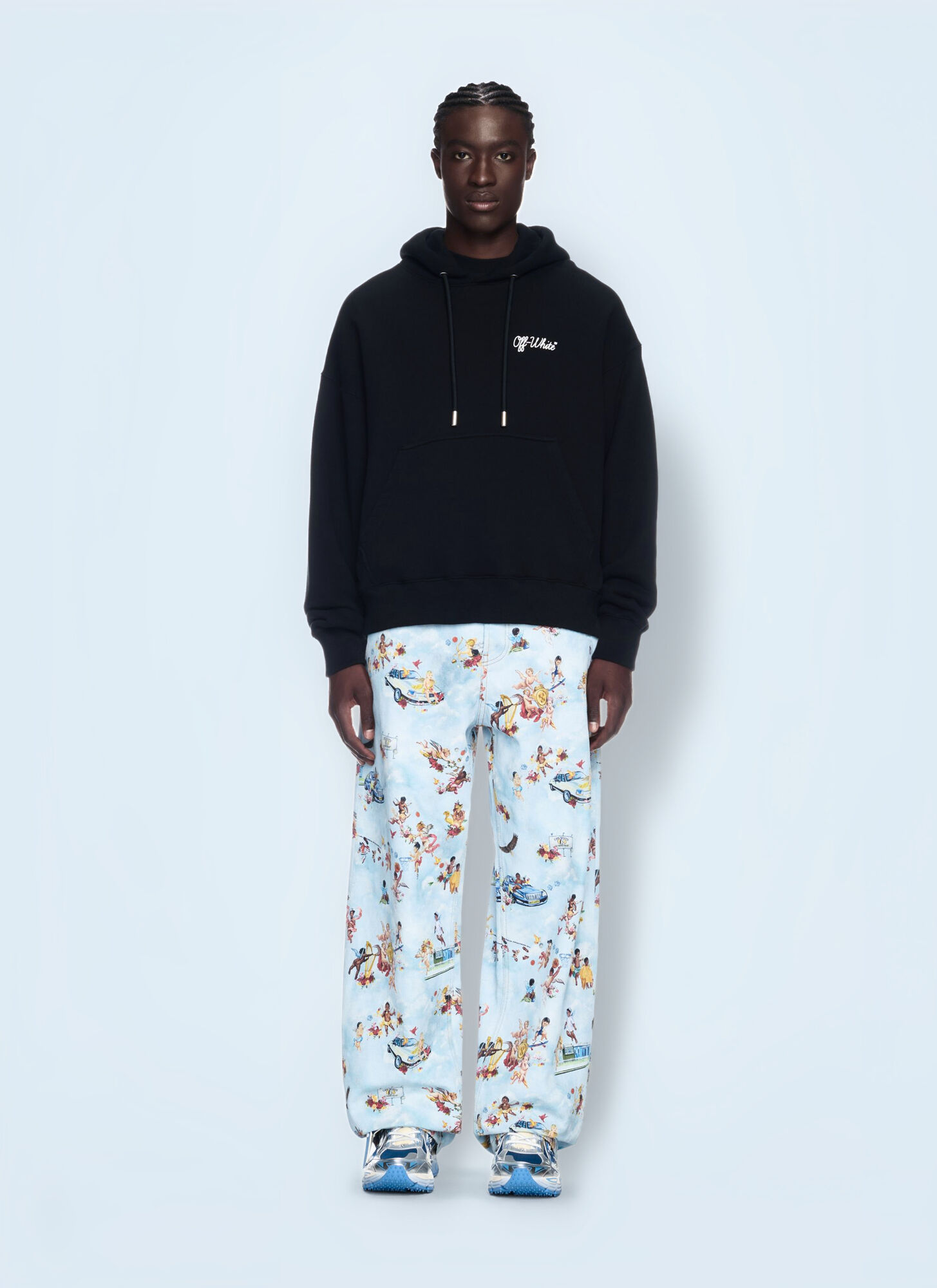Off White Men's Black Script Hooded Sweatshirt - Man Sweatshirts S