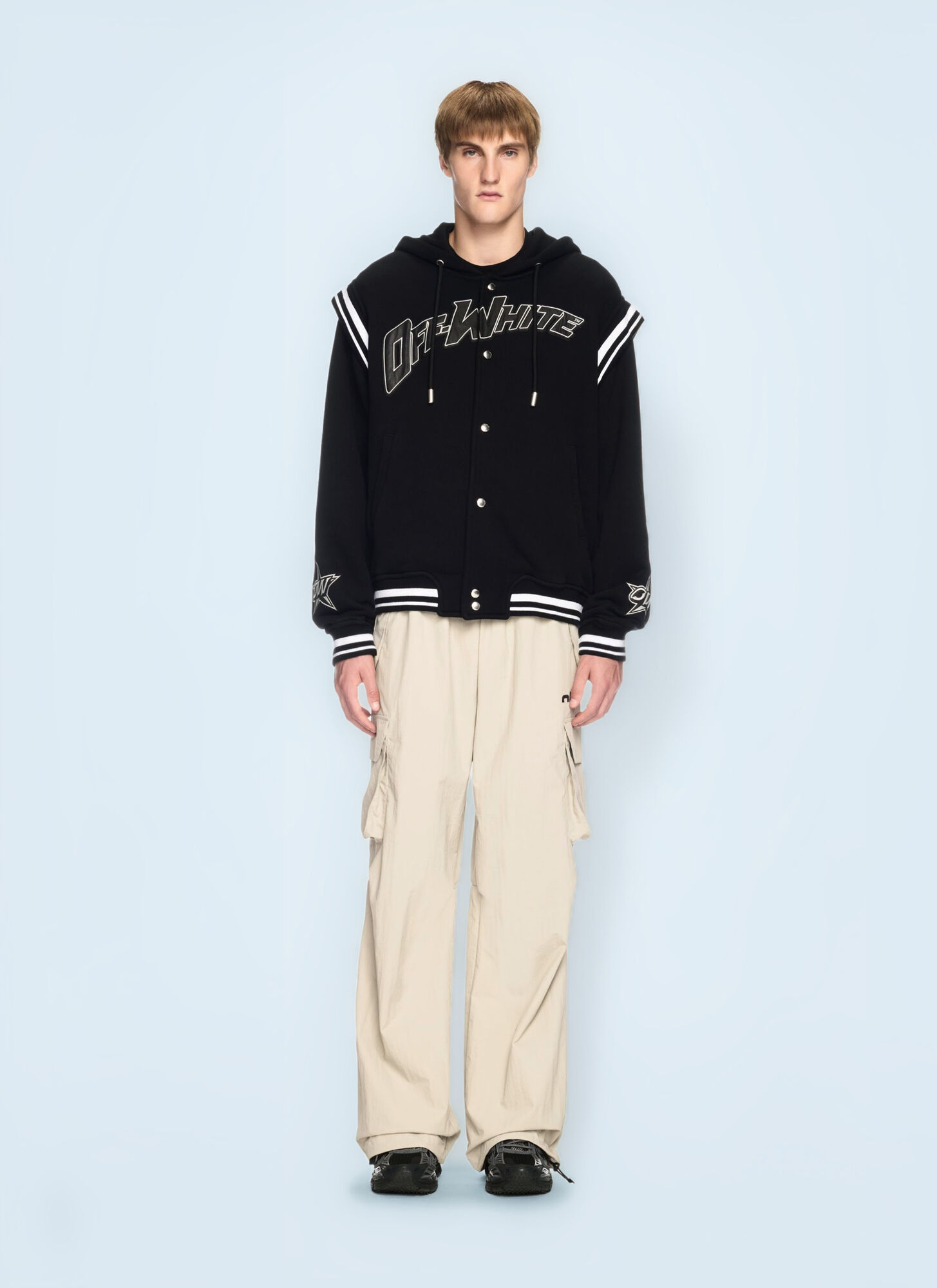 Off-white Black Varsity Sweatshirt With Press-stud Fastening And Bold Lettering