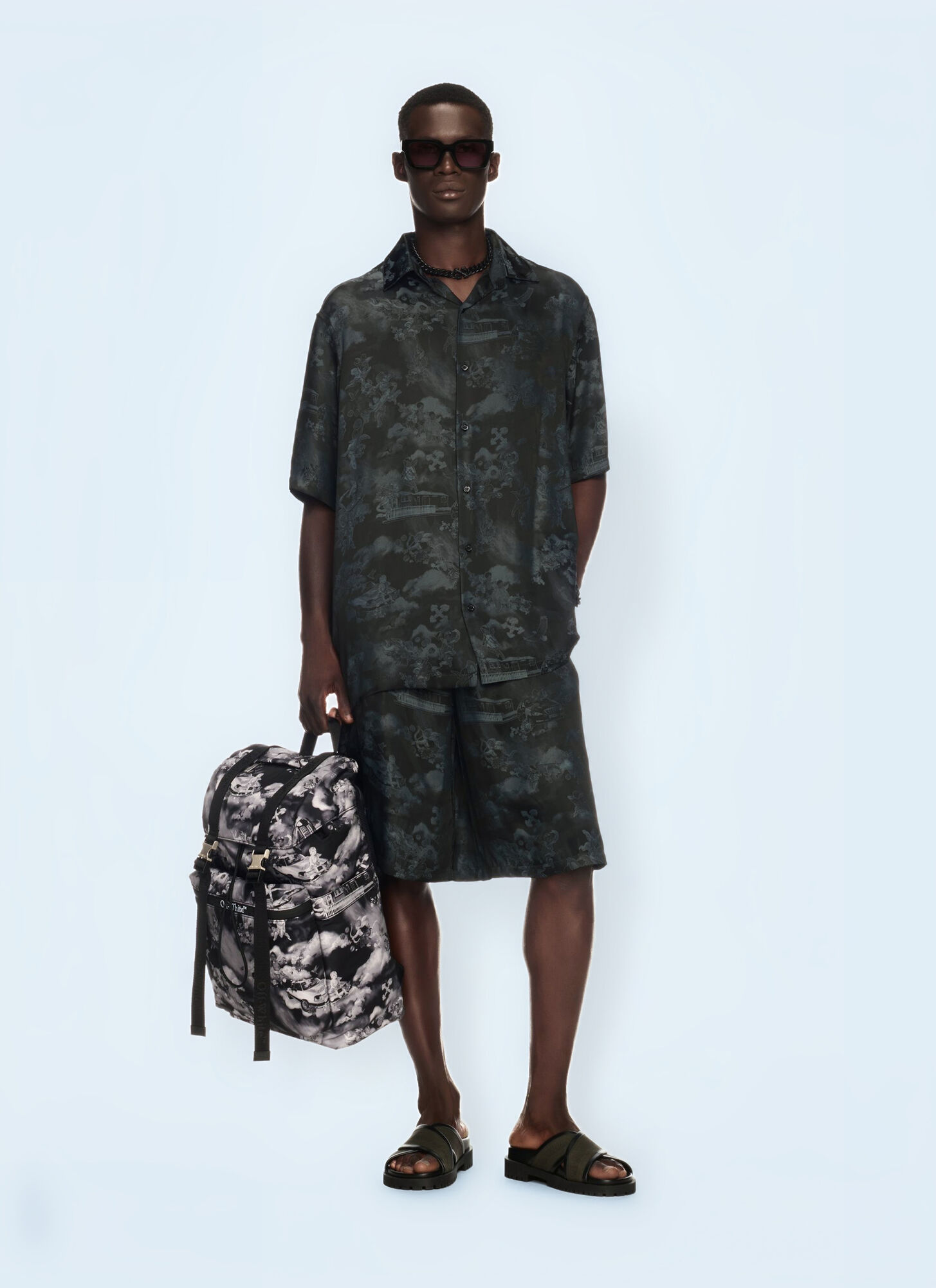 Off White Uomo Nero Jacquard Fresco Bowling Shorts - Man Shorts Eu - 46