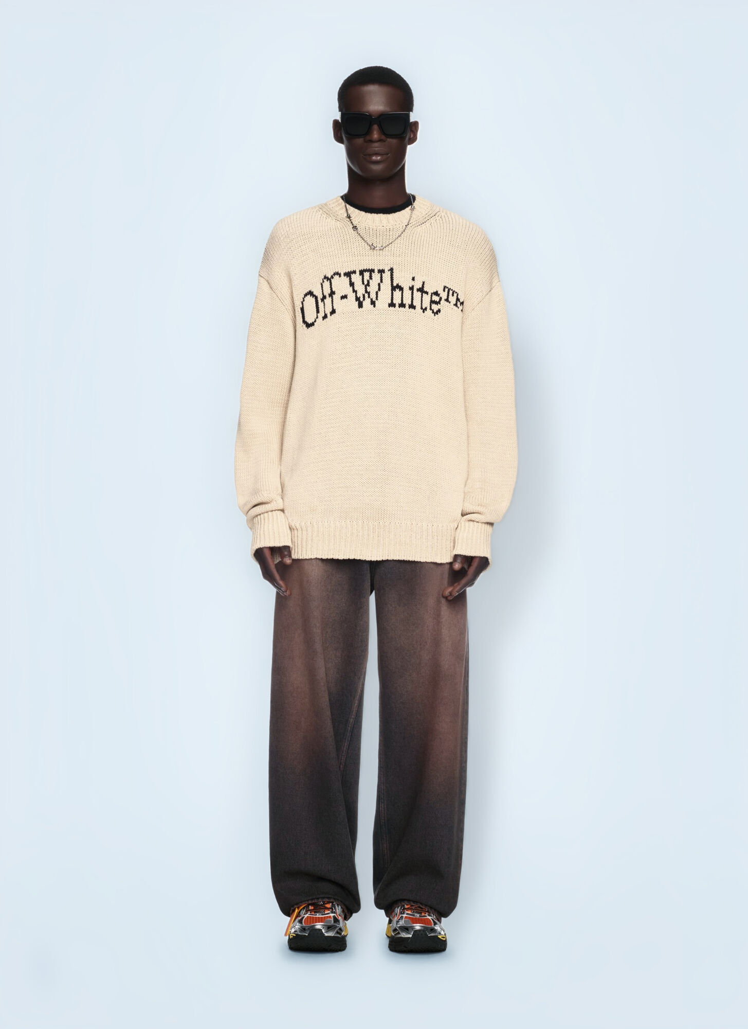 Off-white Overdyed Straight Jeans In Brown