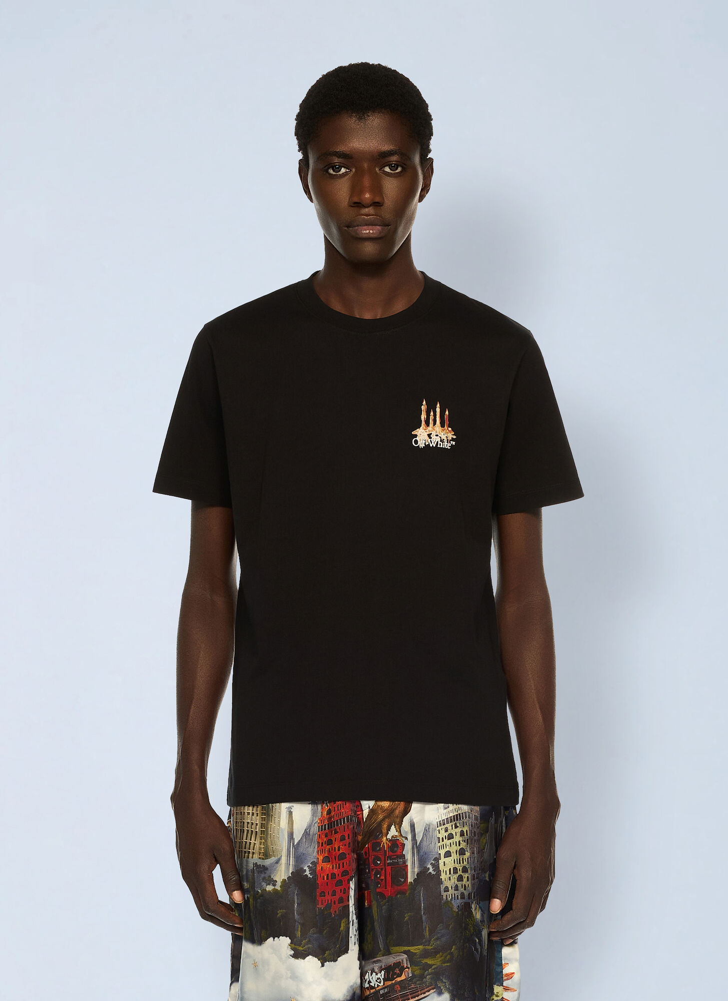 Off-White Men's Black Building Arrow Slim Logo T-Shirt - Man T-Shirts Xs