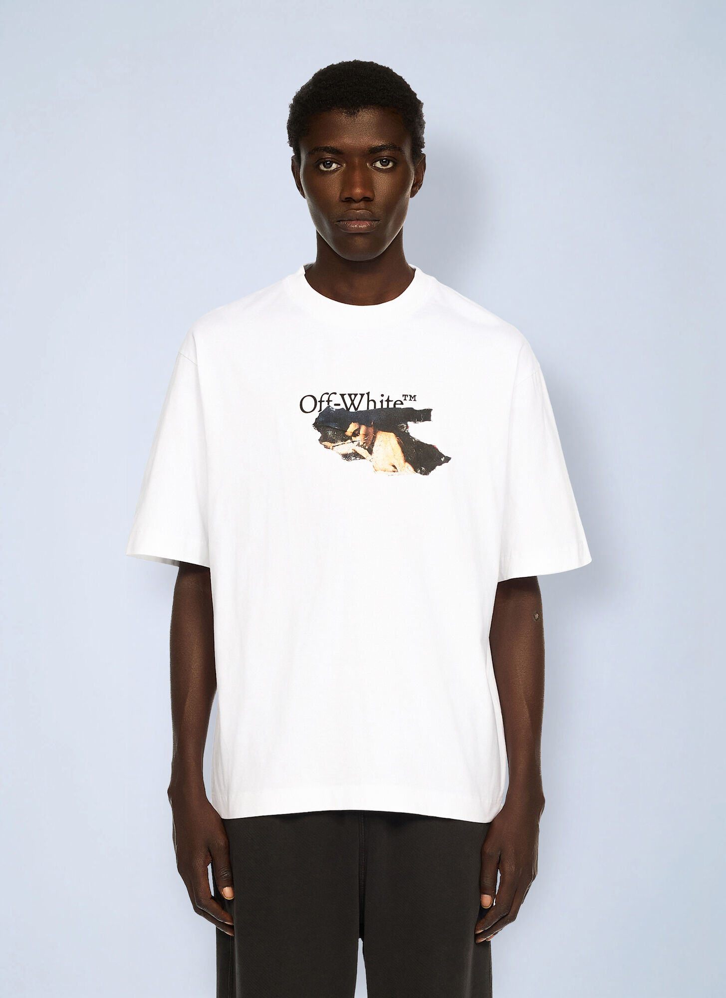 Off-White Men's White Off- Paint Arrow Skate Logo T-Shirt - Man T-Shirts L