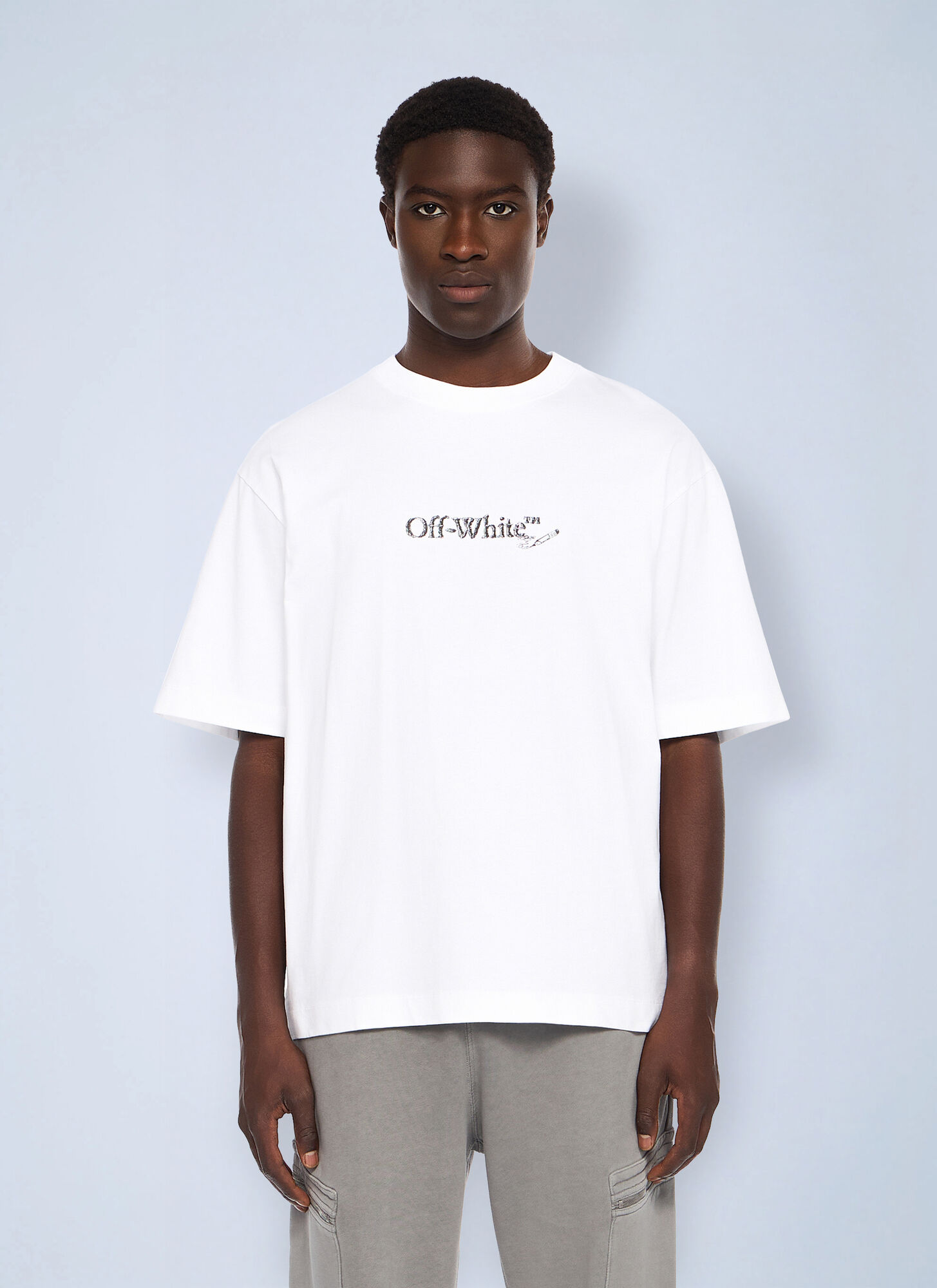 Off-White Men's White Off- Scribble Arrow Skate Logo T-Shirt - Man T-Shirts L