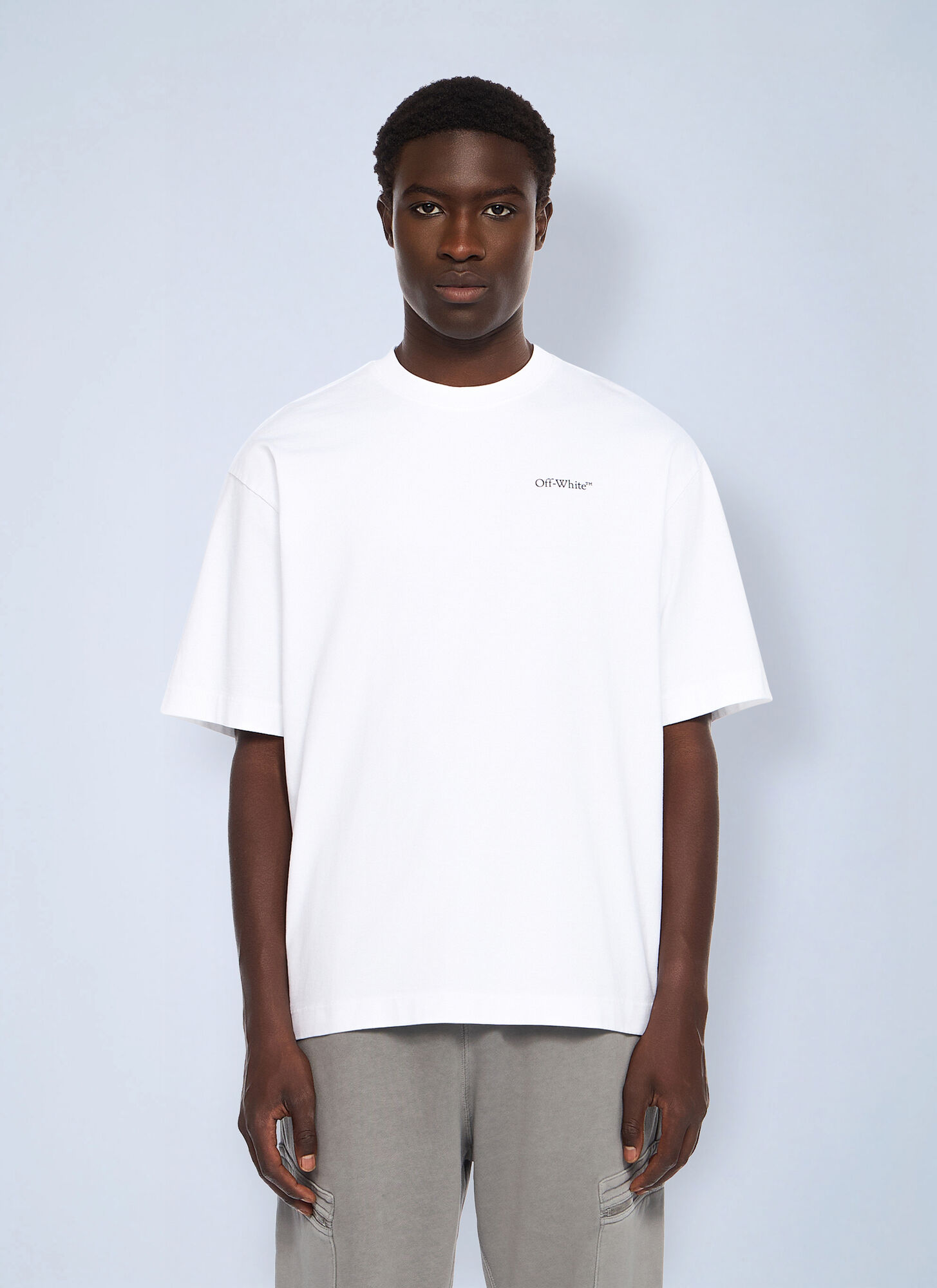 Off-White Men's White Off- Half Arrow Skate Logo T-Shirt - Man T-Shirts Xl