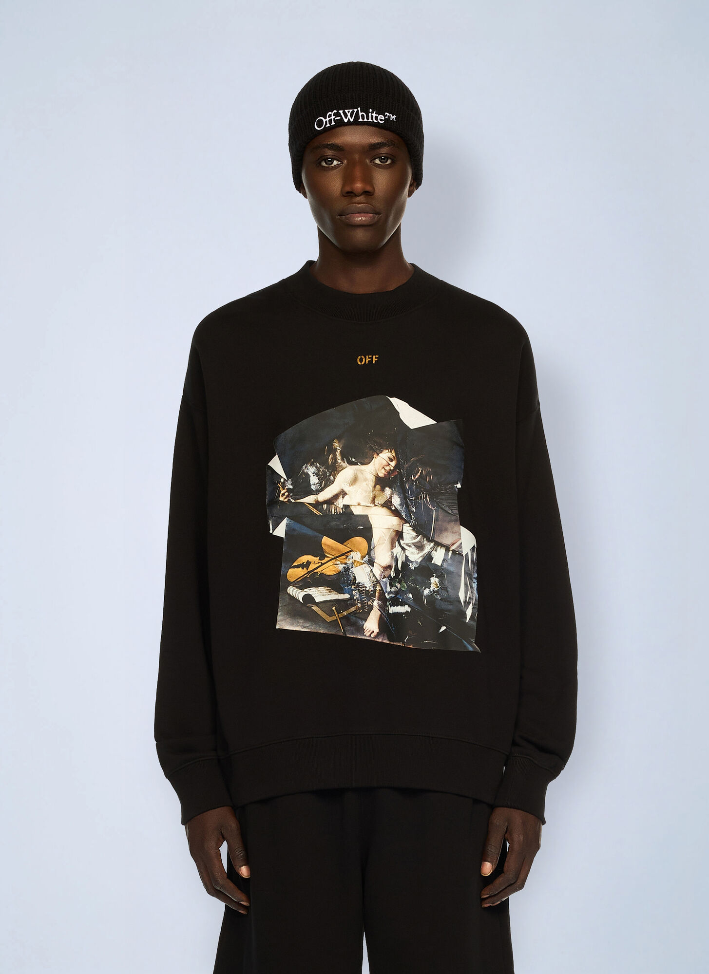 Off-White Cupid Paper Skate Crewneck Sweatshirt - Man Sweatshirts Black Xxl　オフホワイト キューピッド ペーパー スケート クルーネック スウェットシャツ - マン スウェットシャツ ブラック Xxl Off-White