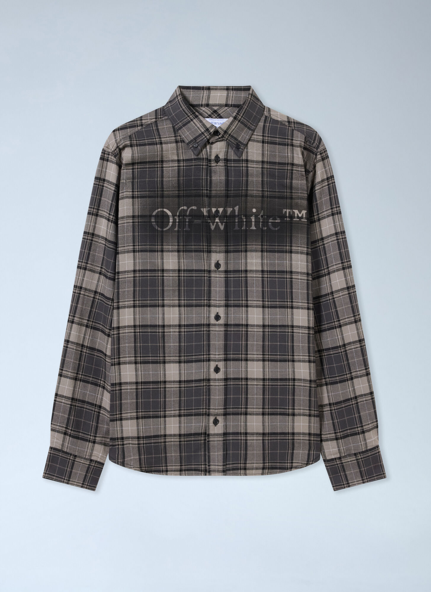 Off-White Spray Book Check Flannel Shirt - Man Shirts Grey It - 46 Off-White