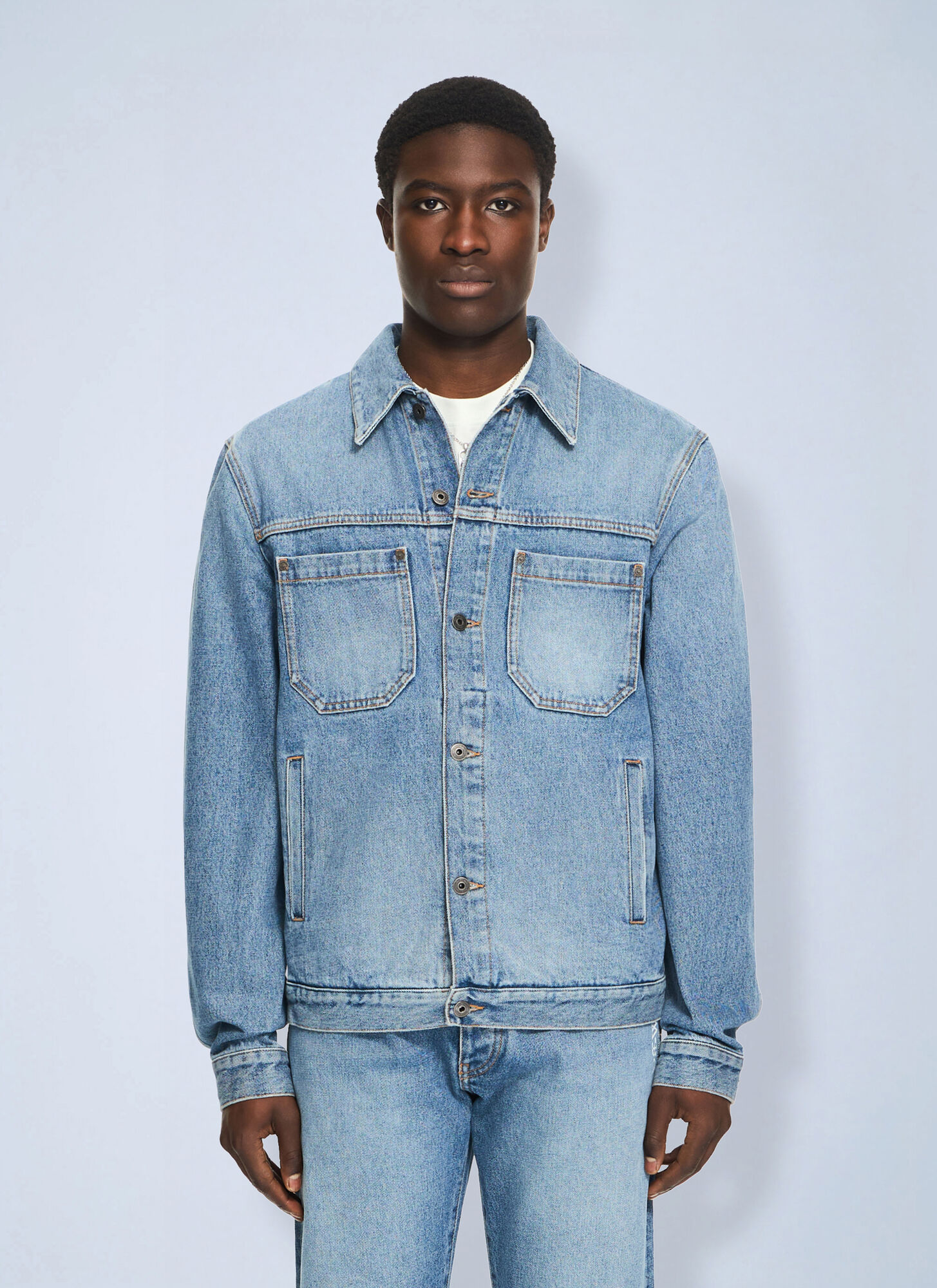 Off-White Uomo Blu Half Arrow Denim Skate Jacket - Man Jackets E L