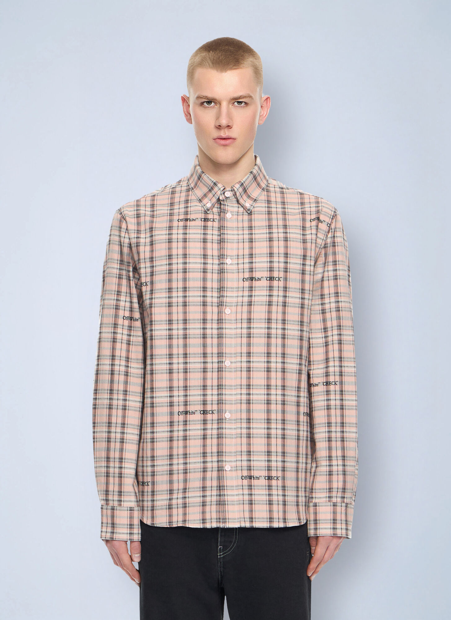 Off White Men's Long Sleeve Patterned Shirt - Mauve 6080 - M - Image 3
