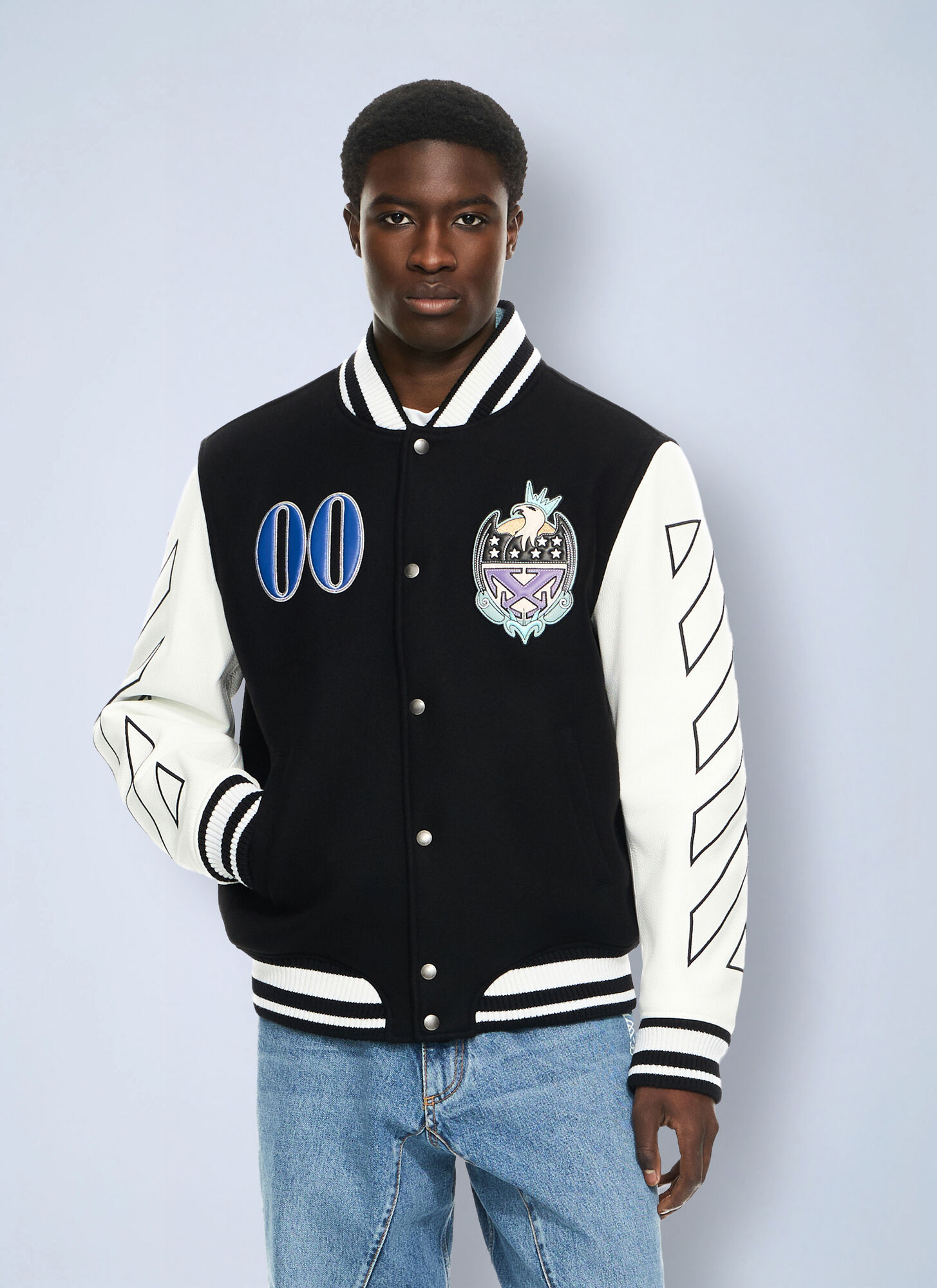 Off White Uomo Nero Giacca Varsity Royal Jewels - Capispalla 52 - Immagine 3