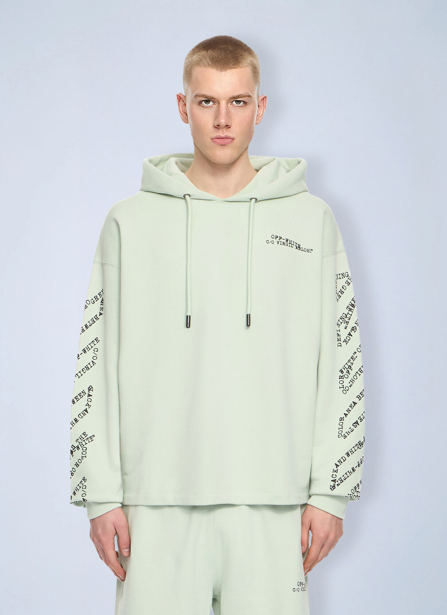 Off-White Uomo Verde - Type Arrow Diagonal Loose Hoodie, Size: M