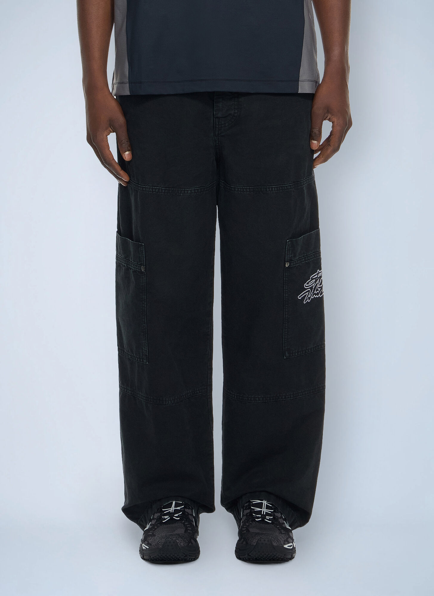 Off-White Script Gd Cot Cargo Pant - Man Pants Black It - 50 - Immagine 1