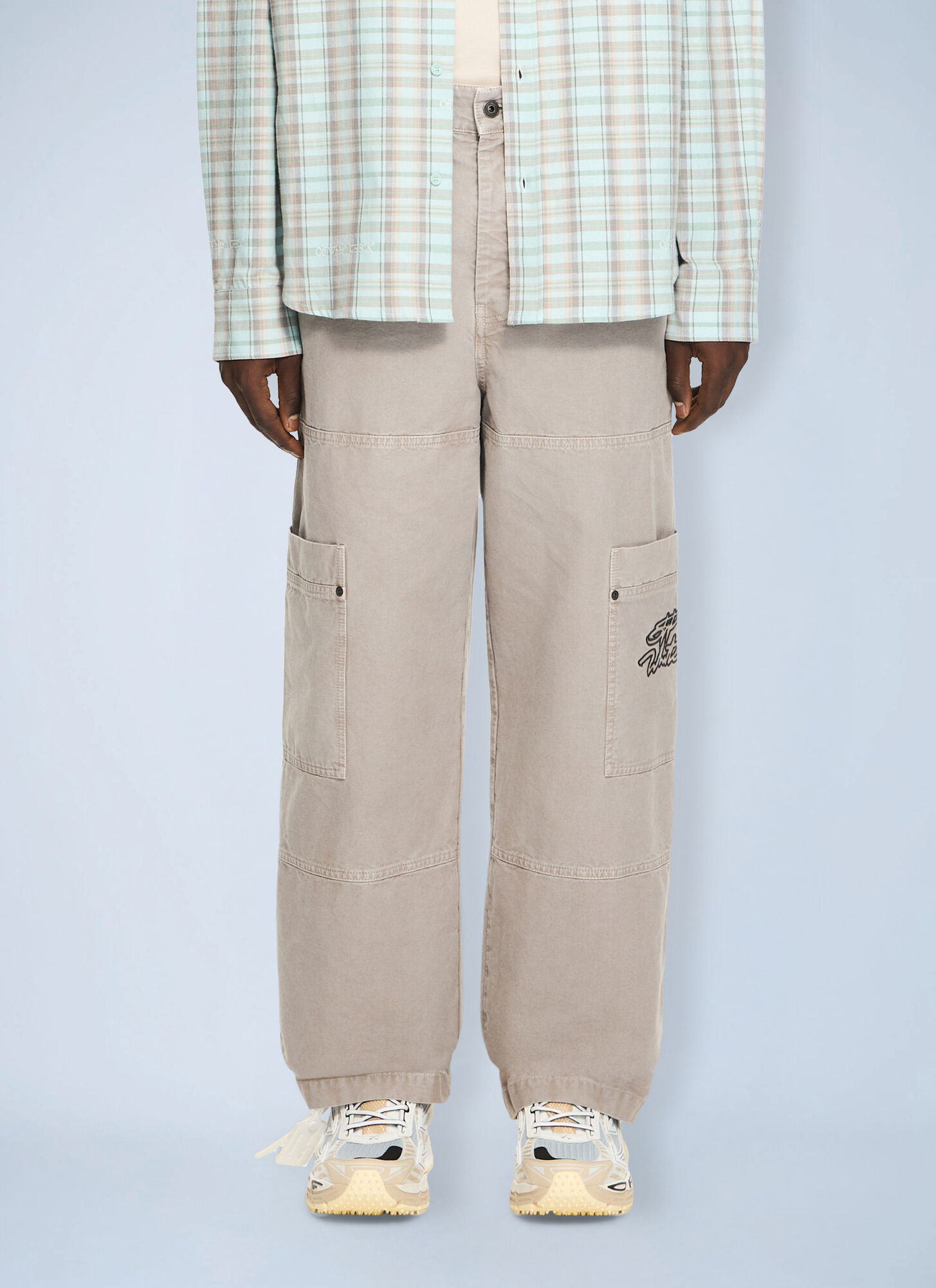 Off White Uomo Grigio Pantaloni, L, New, - Immagine 2