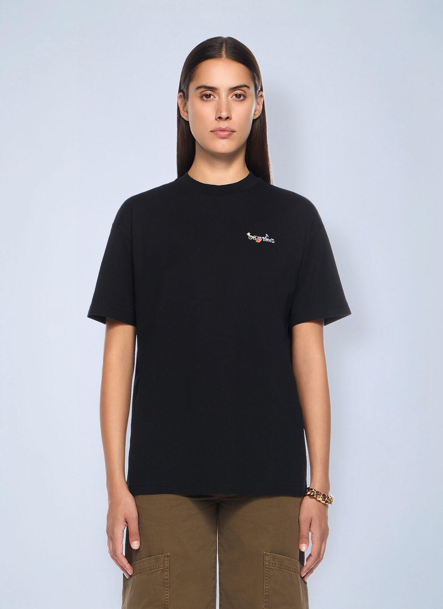 Off-White Off-White Arrow Glass Flower Regular Logo T-shirt - Woman T-shirts Black S　オフホワイト アロー グラス フラワー レギュラー ロゴ T シャツ - 女性 T シャツ