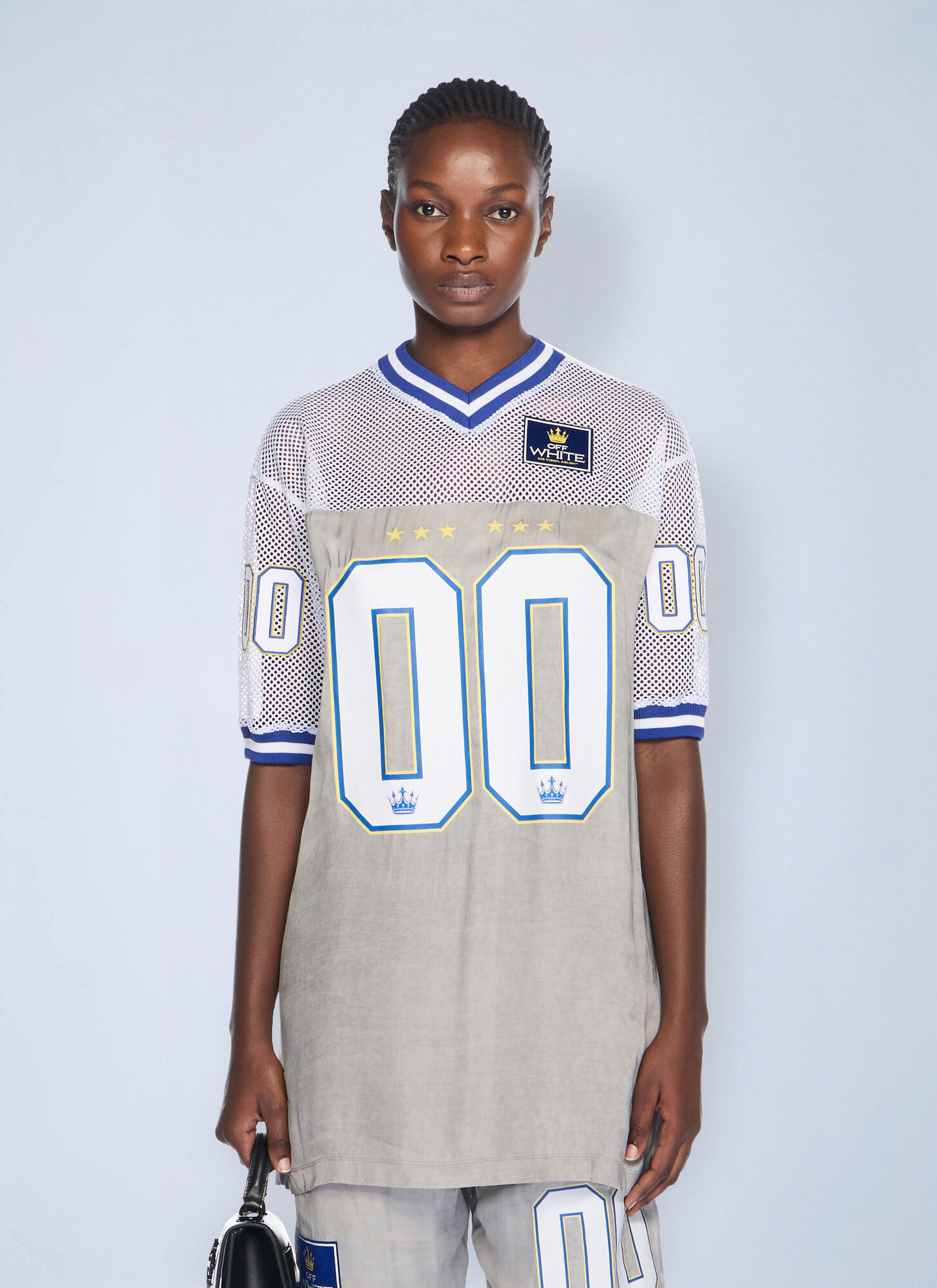 Off-White Off-White Dyed Vi Sat 00 Football Top - Woman Dresses Blue It - 40　オフホワイト ダイド Vi Sat 00 フットボール トップ - 女性のドレス ブルー It - 40