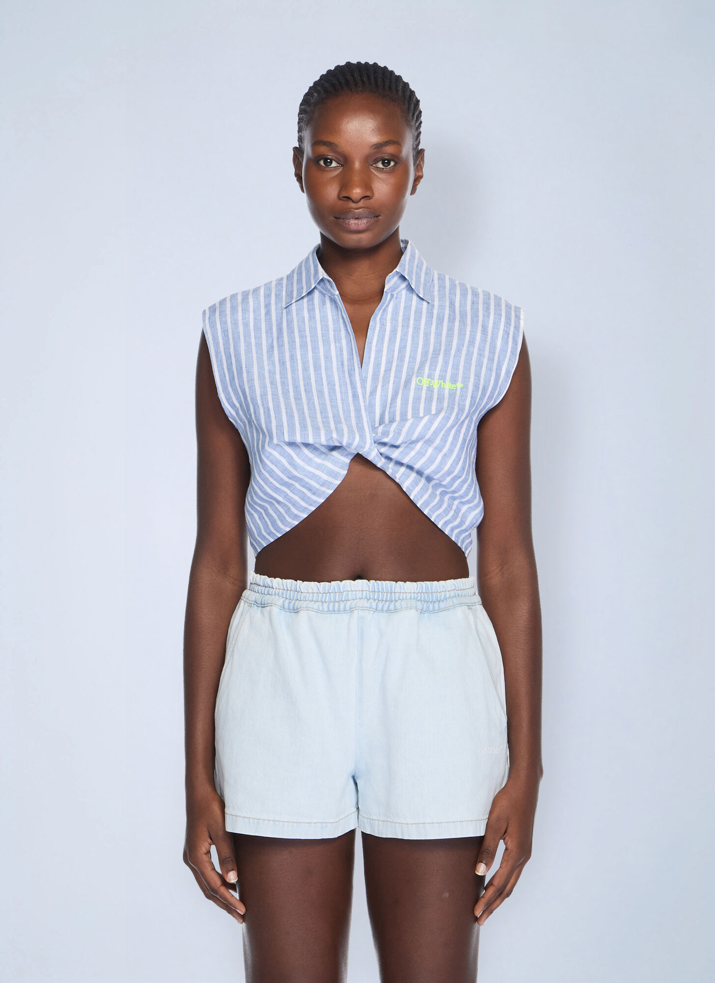 Off-White Off-White Striped Sleeveless Shirt - Woman Shirts Blue It - 40　オフホワイト ストライプ ノースリーブ シャツ - 女性シャツ ブルー IT - 40