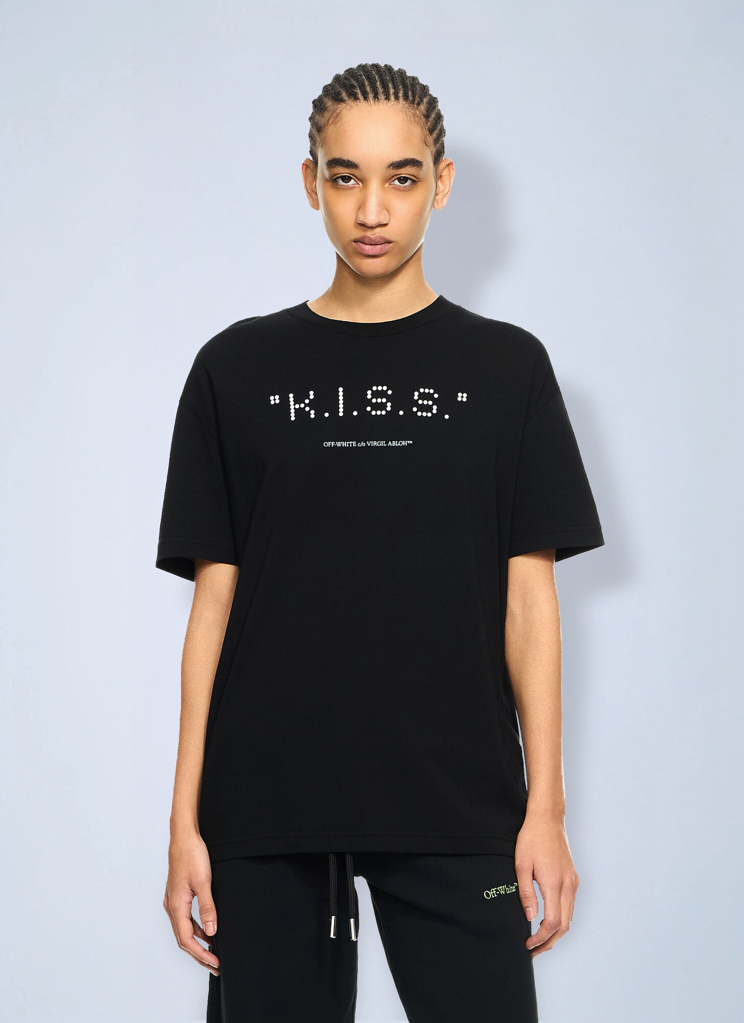 Off White Donna Nero - The Kiss Quote T-Shirt - Tops - M - Immagine 2